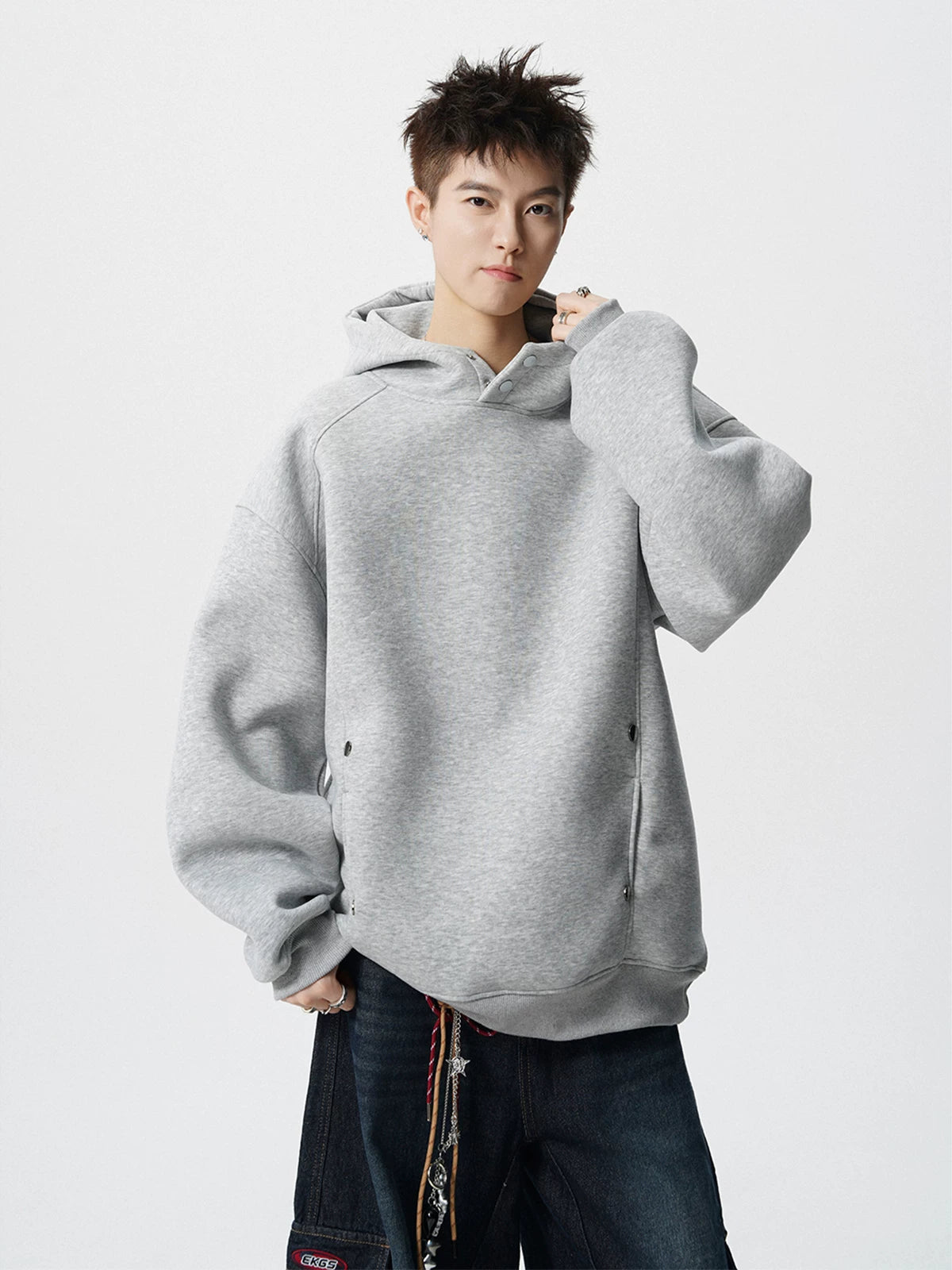 Cloudshell Snap‑Neck Fleece Hoodie