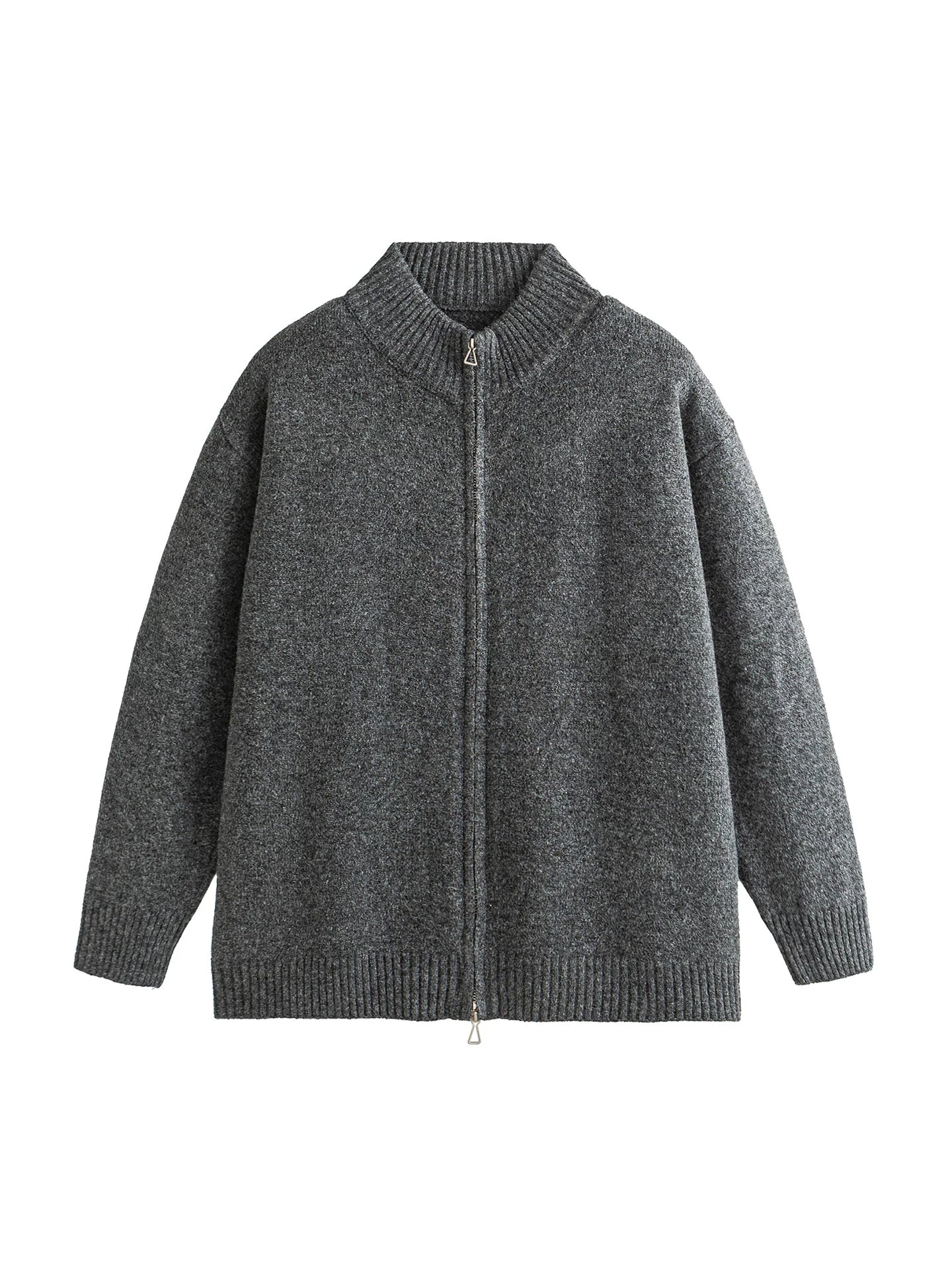 Mélange Zip Knit Cardigan