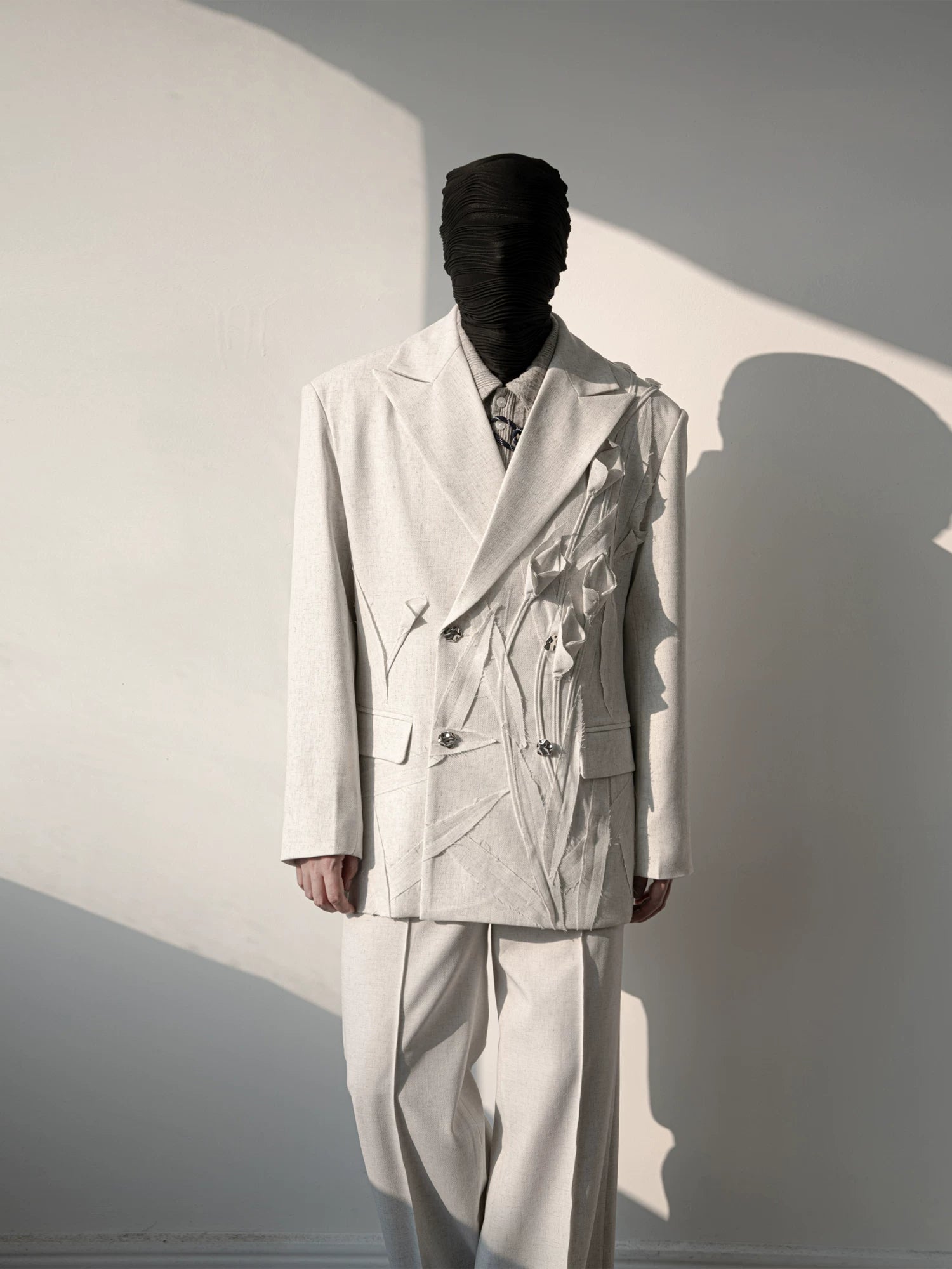 Ivory Bloom Sculpted Linen Blazer