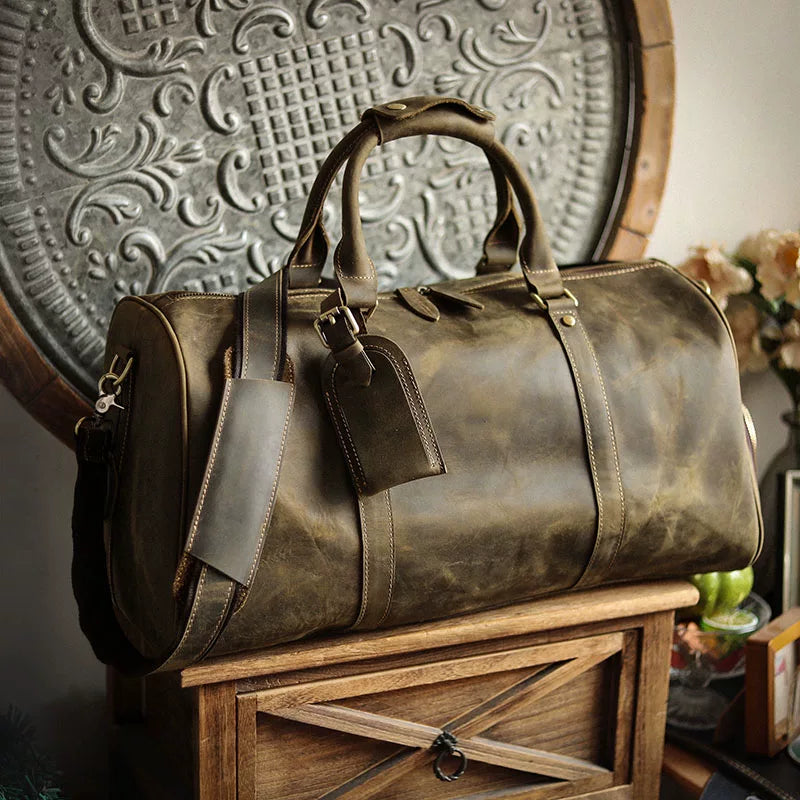 First-Layer Cowhide Travel Weekender Bag