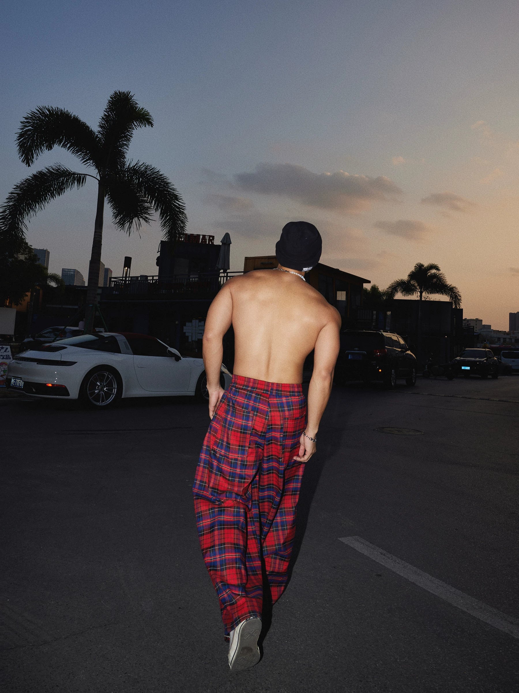 Sunset Circuit Tartan Wide-Leg Pants