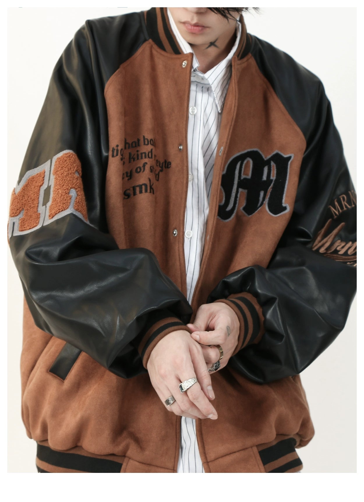 Monochrome Script Varsity Bomber Jacket
