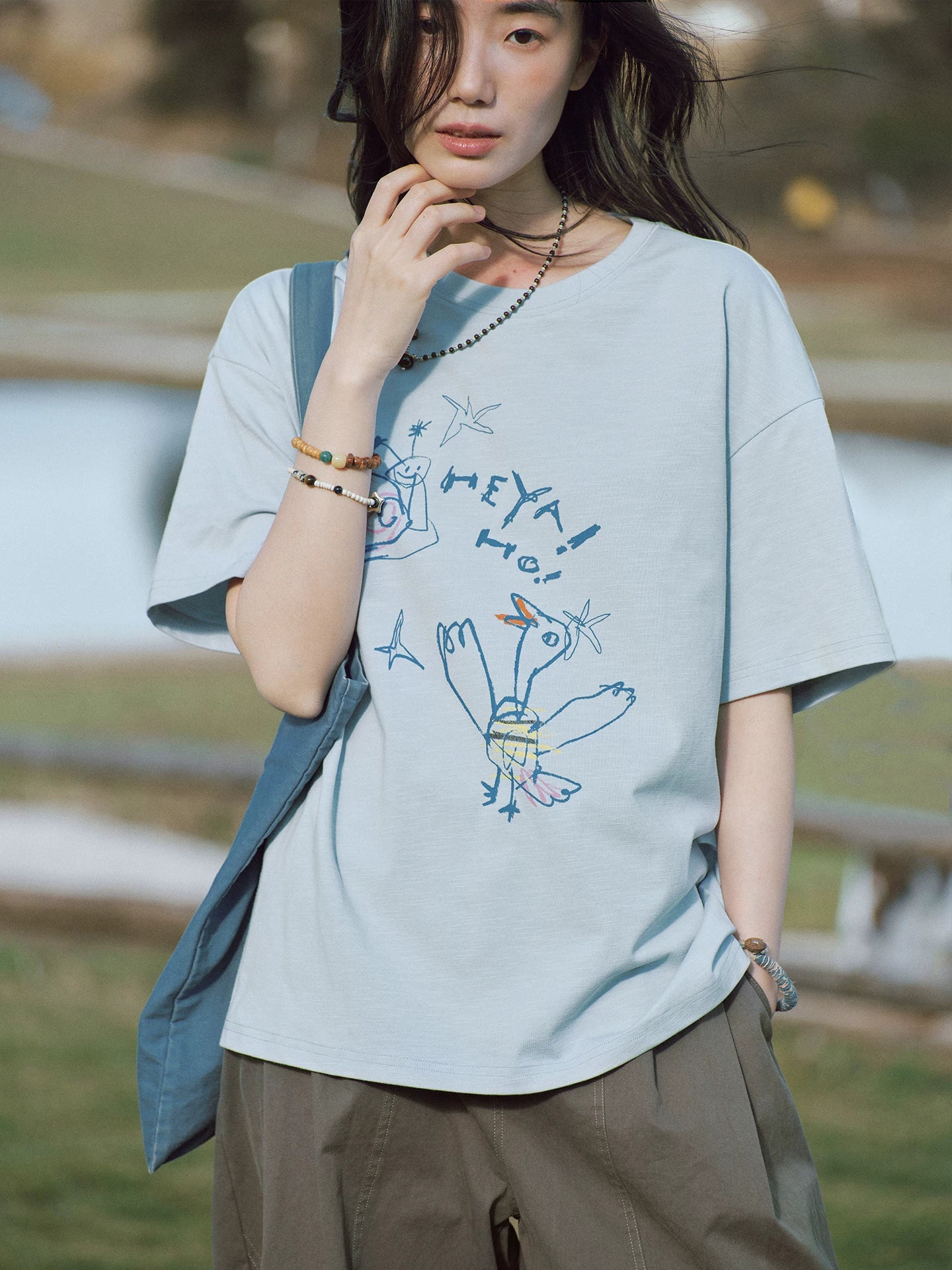 Abstract Bird Sketch Oversized T Shirt