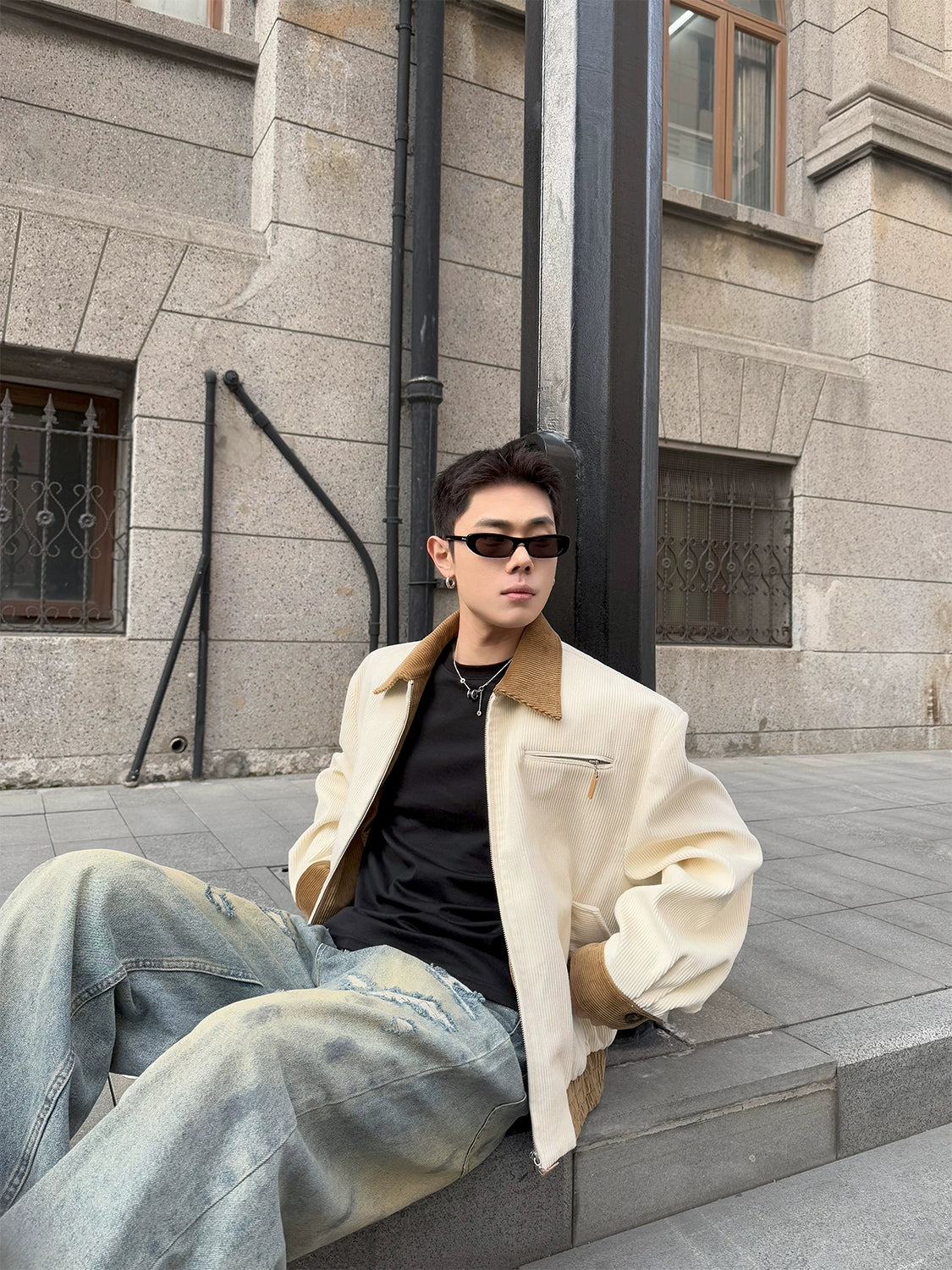Ivory Contrast Urban Cord Jacket