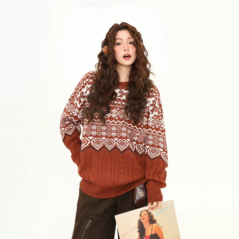 Cinnamon Heart Fair Isle Sweater