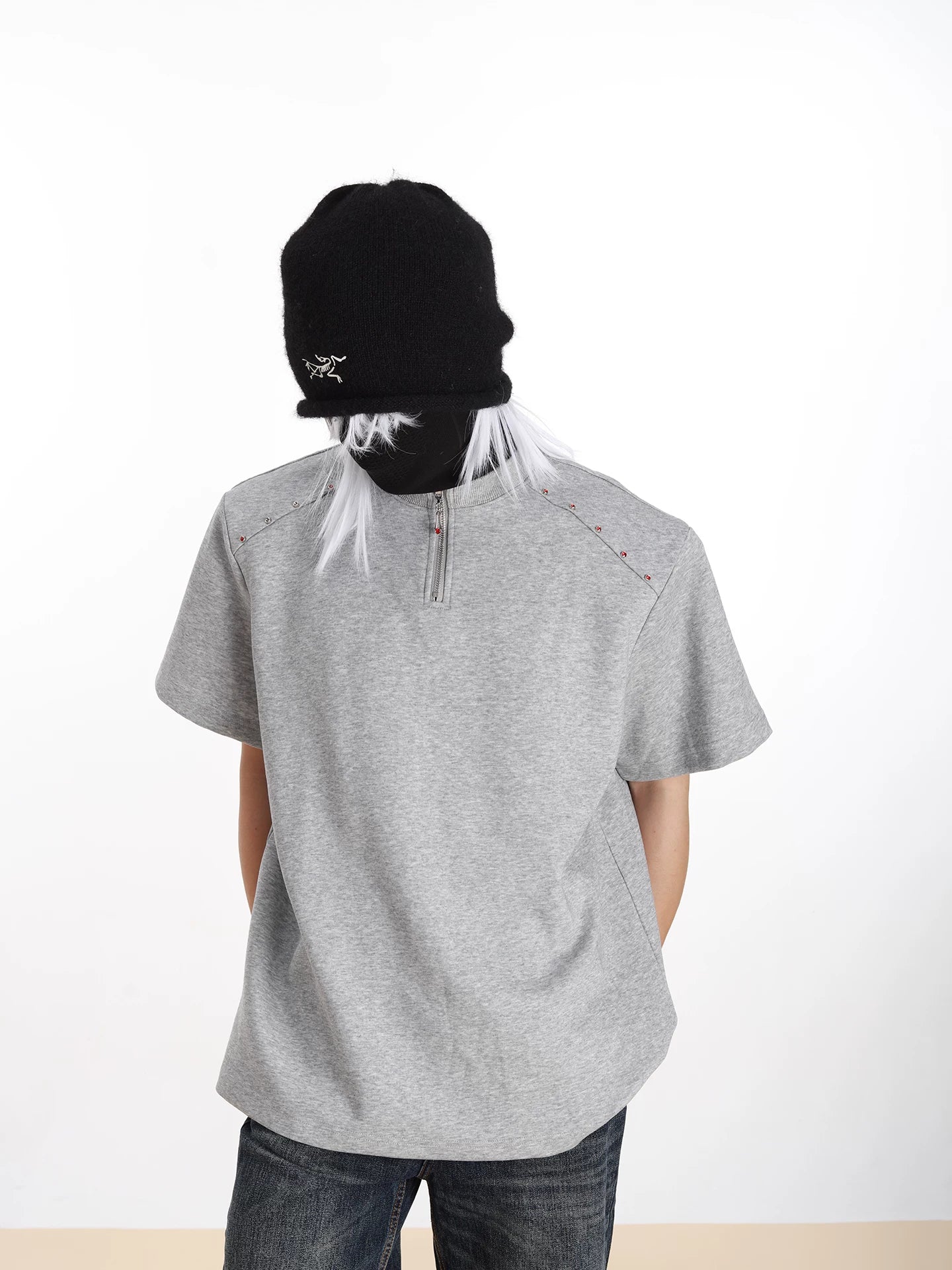 Halo Seam Studded Half-Zip Tee