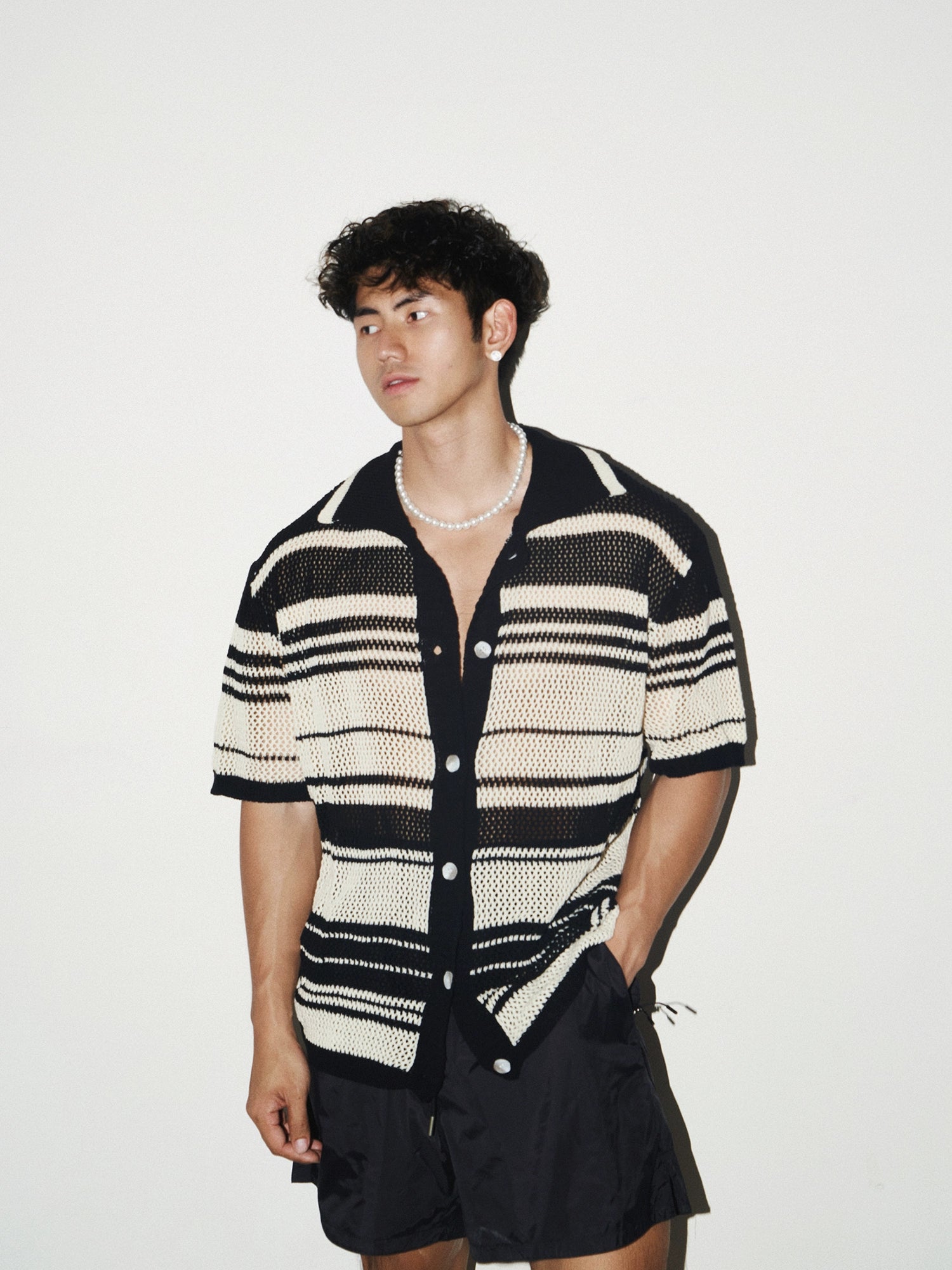 Hollow Out Niche Striped Shirt
