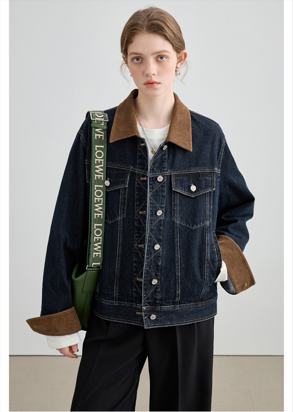 Autumn Denim Jacket, Loose Slimming Design With Patchwork - chiclara
