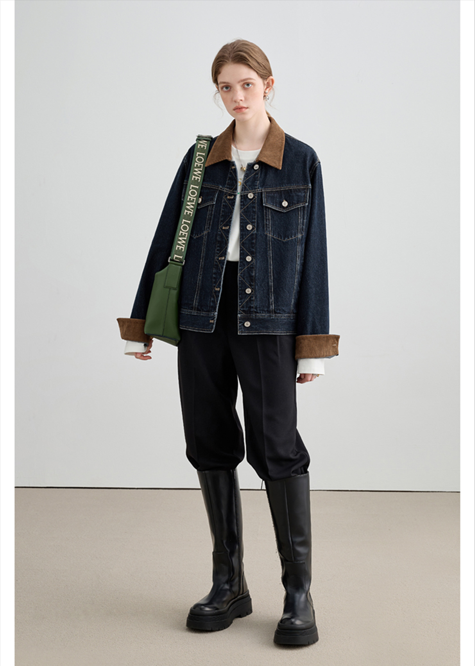 Autumn Denim Jacket, Loose Slimming Design With Patchwork - chiclara