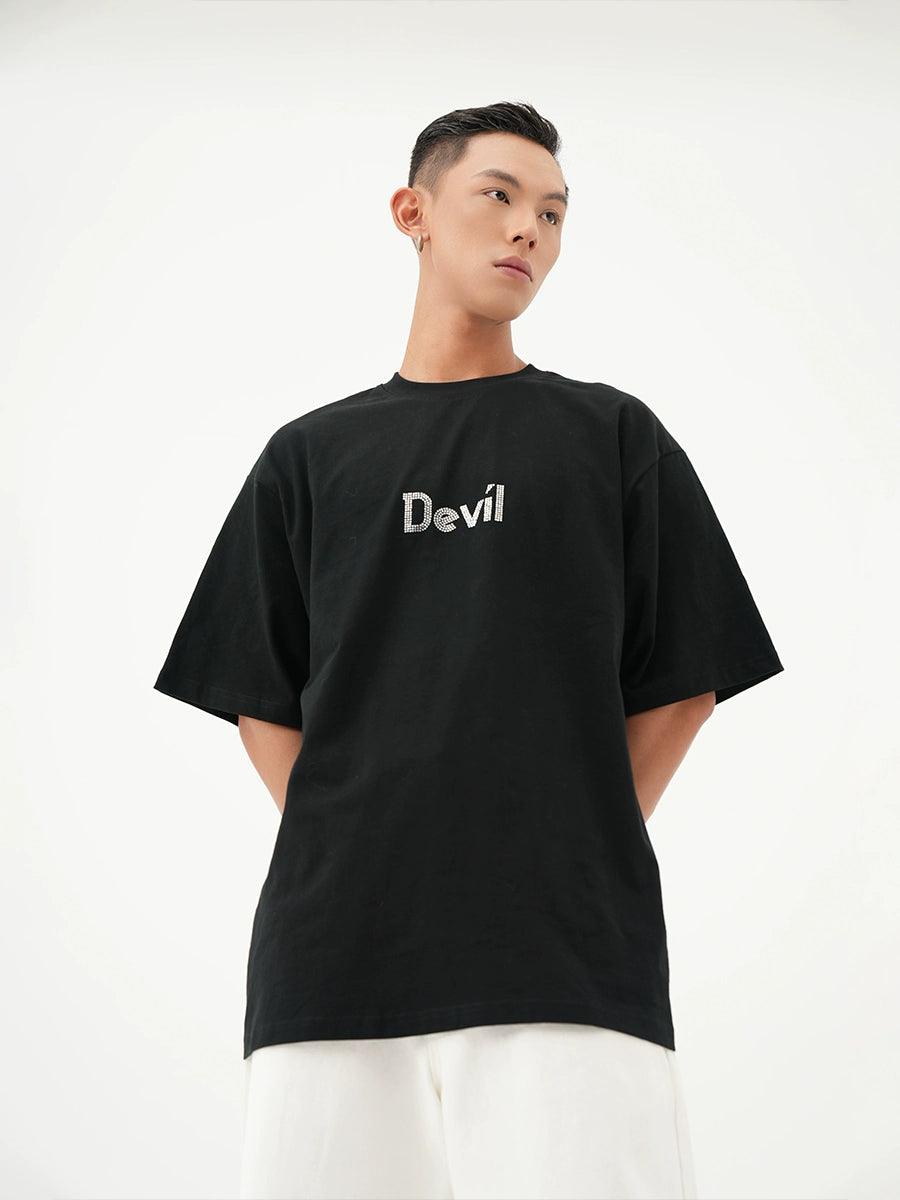 Devil Text Oversized T-Shirt - chiclara