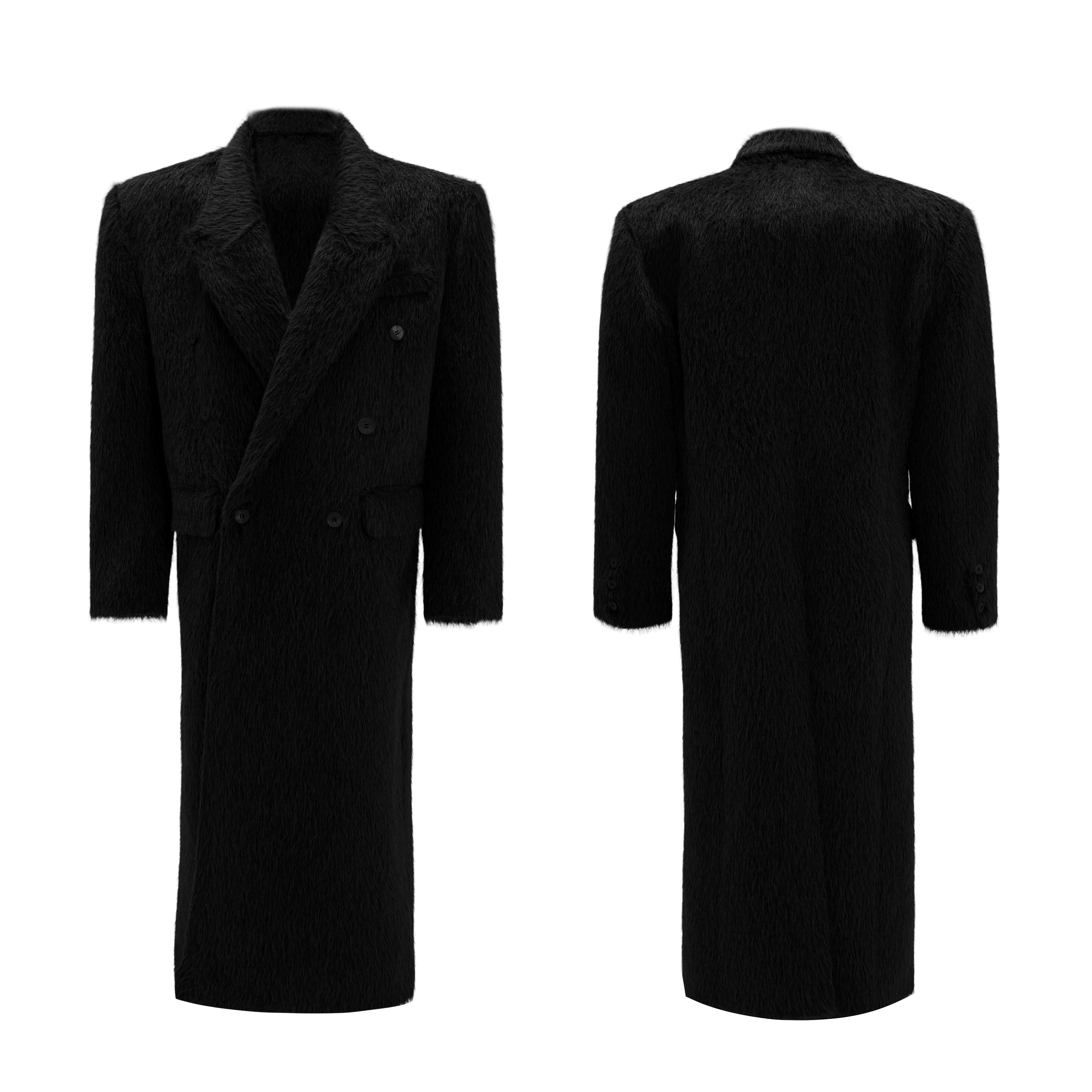 Obsidian Long Mohair Overcoat