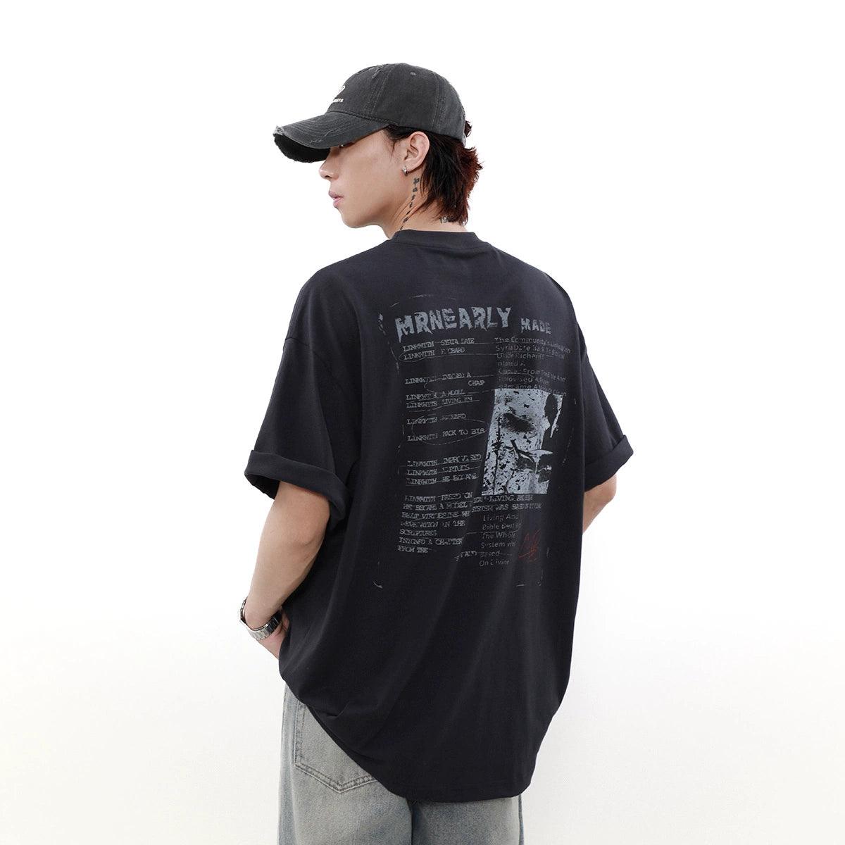 Mrnearly Graphic Print Oversized Tee - Unisex Urban Streetwear Statement