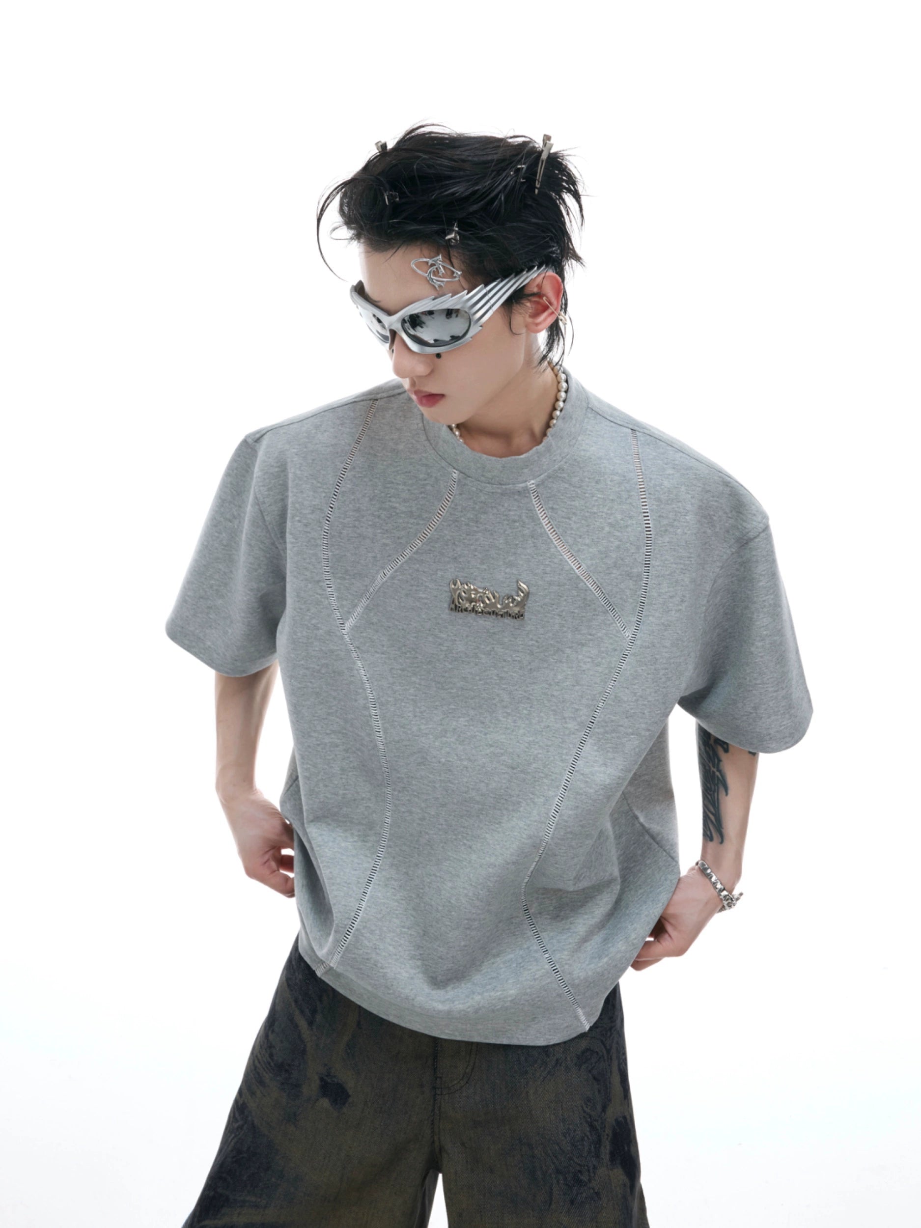 White Reflective Piping Technical T-Shirt