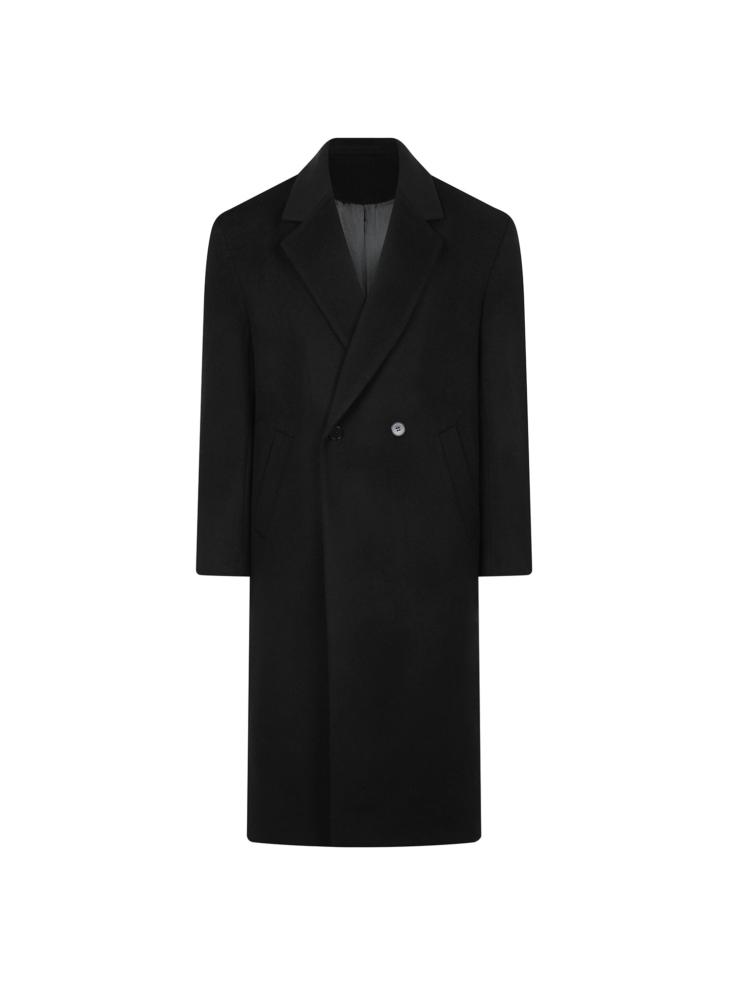 Classic Black Wool Overcoat