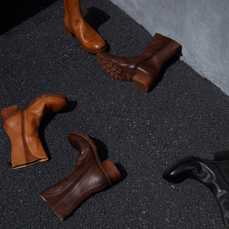Leather Mid-Calf Boots