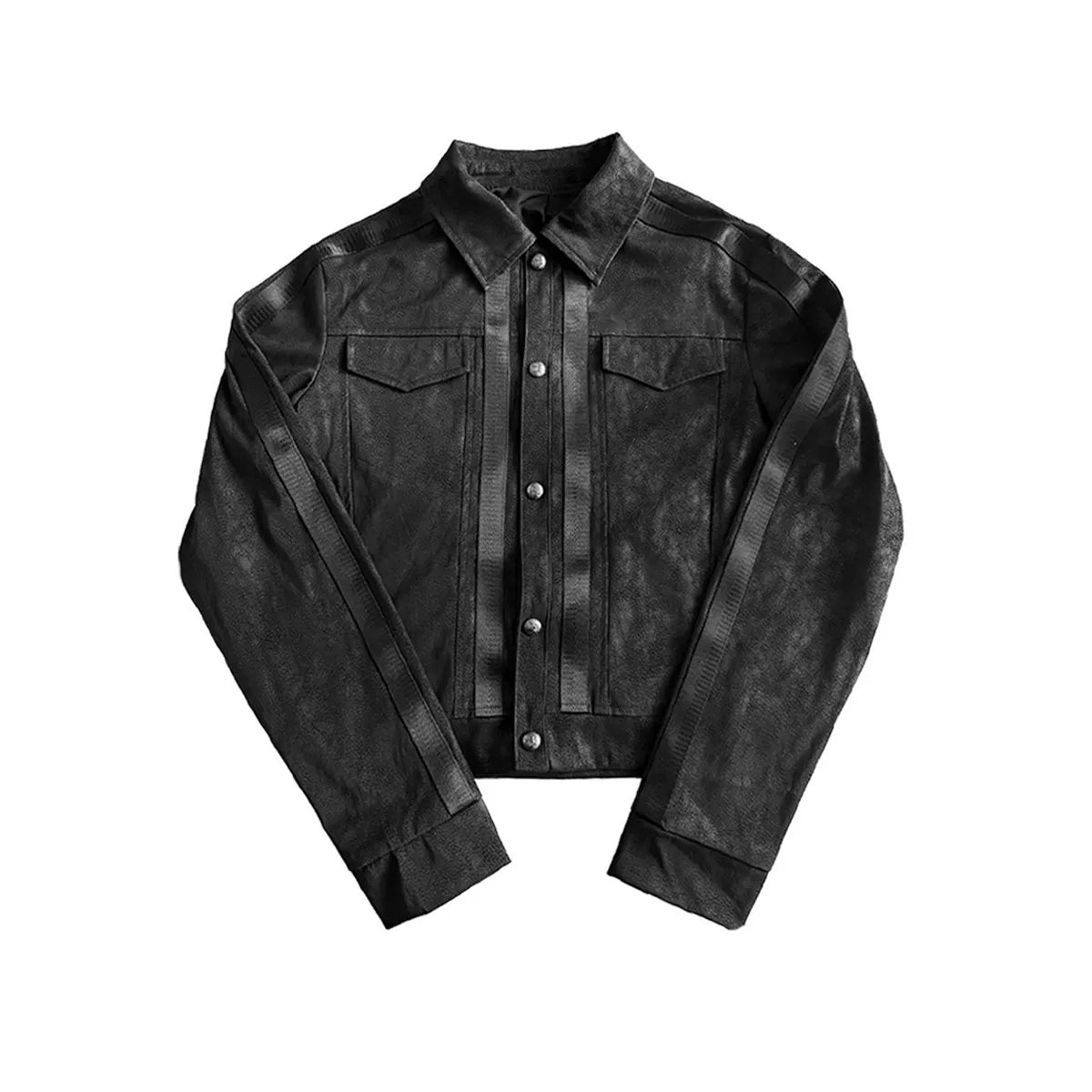 Onyx Rail-Line Faux Leather Trucker Jacket