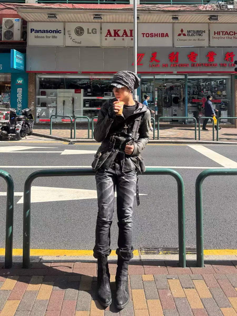 Ash Fade Raw‑Hem Flare Jeans