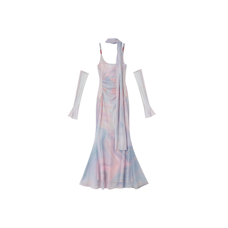 Of Akiva Pastel Ombre Mermaid Gown Set