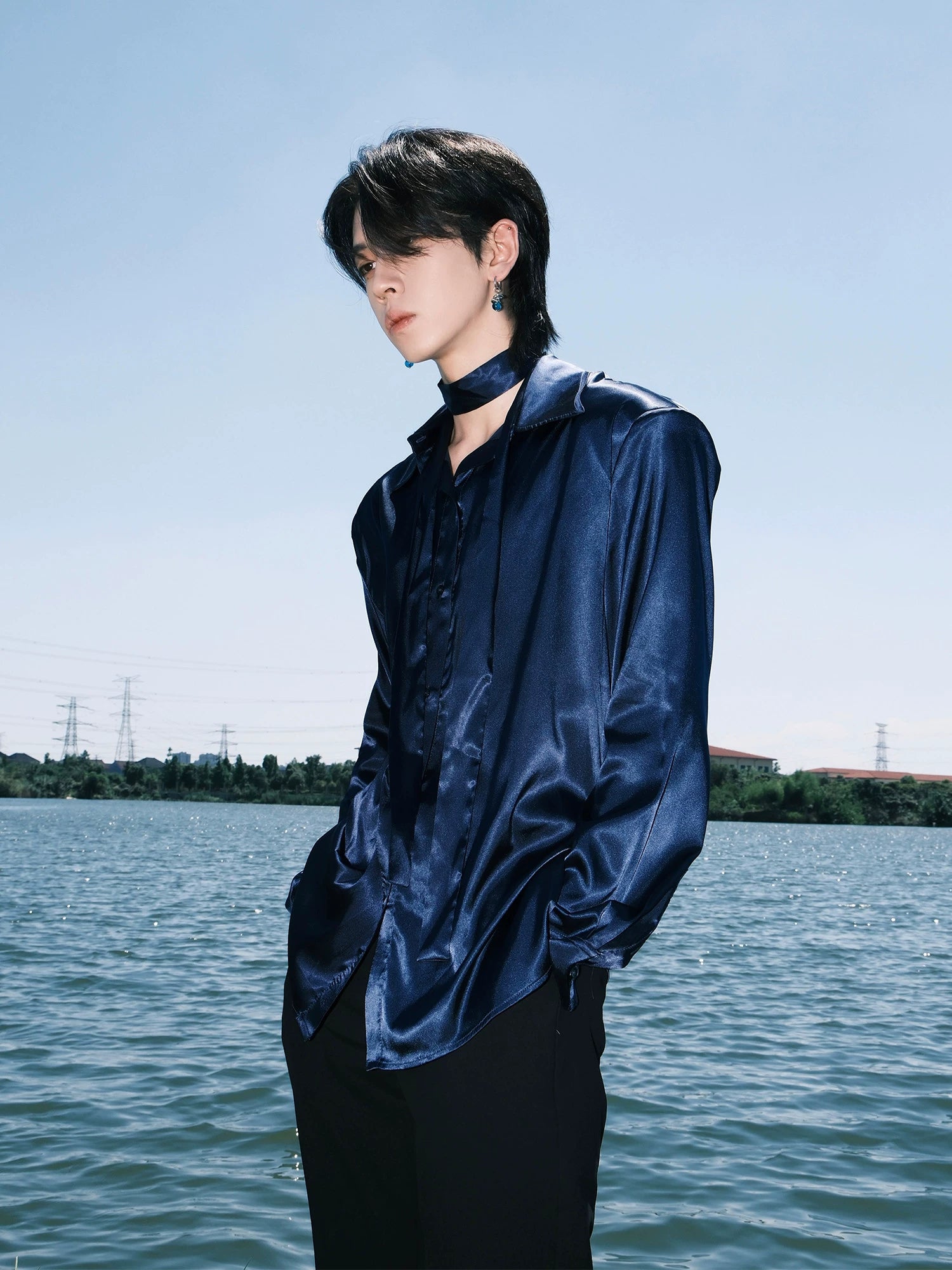 Satin Button-Up Shirt