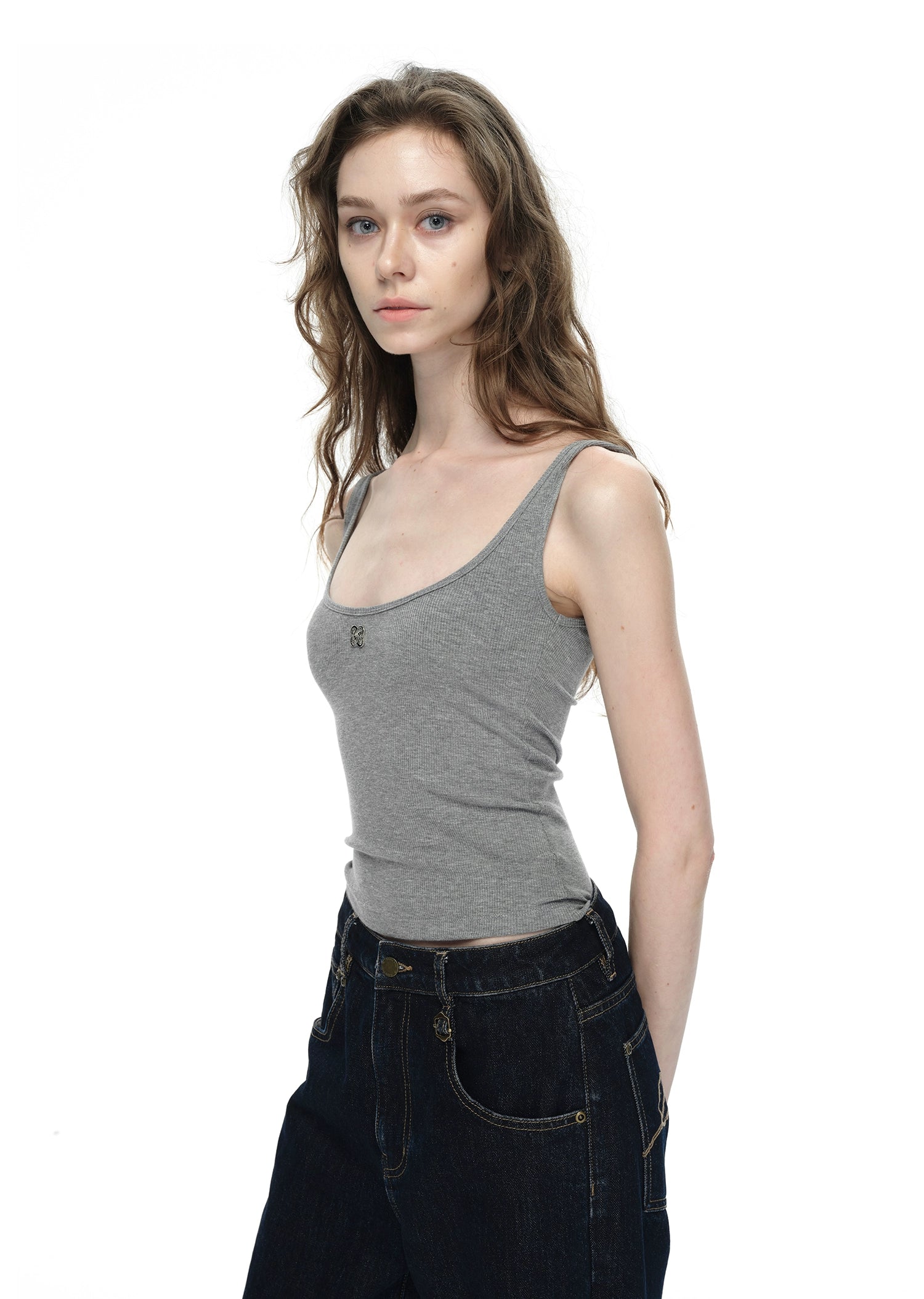 Black/White/Gray Metallic Tank Top