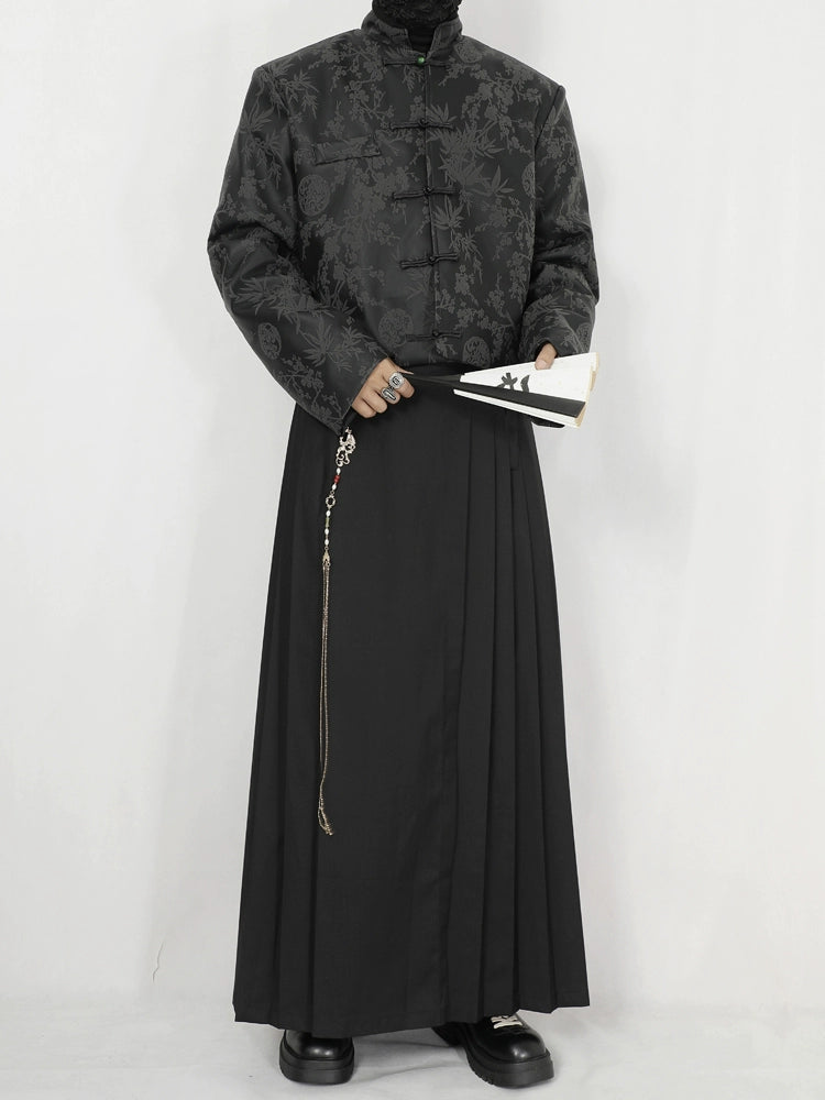 Black Jacquard Mandarin Jacket