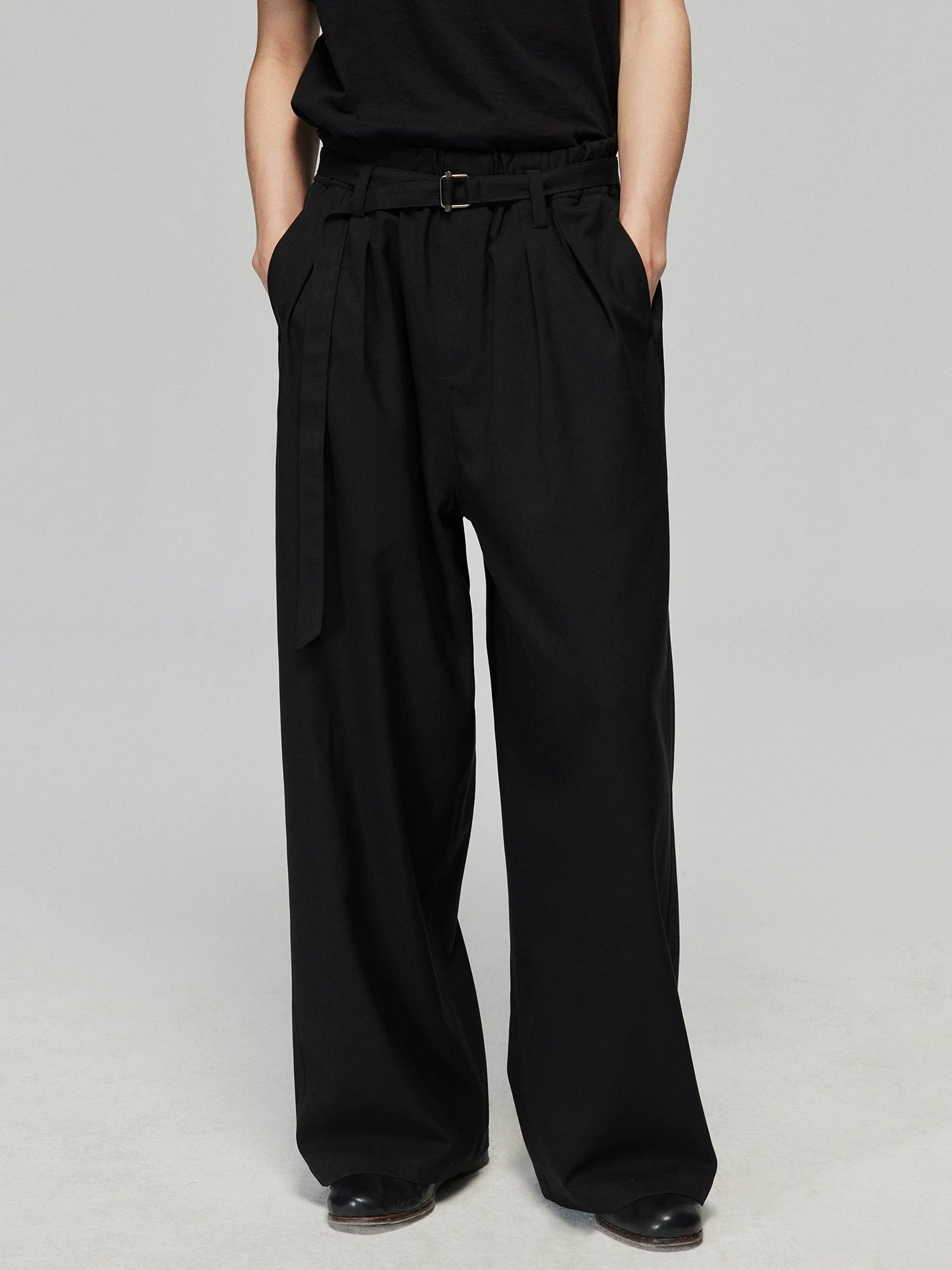 Umber Sash Pleat Wide Trousers
