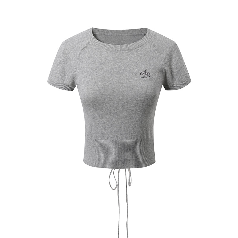 Cropped Drawstring Knit Tee