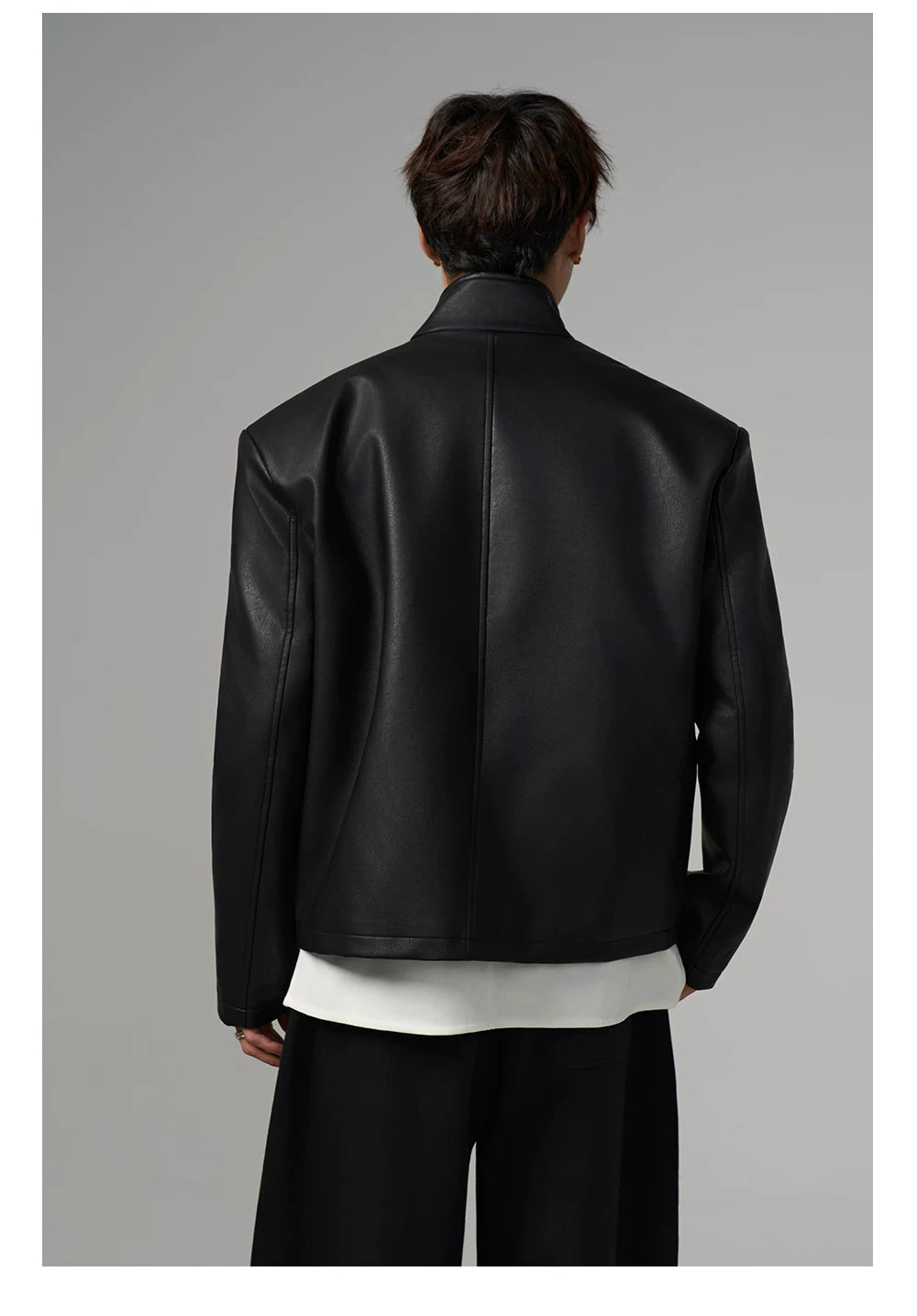 Obsidian Wave Asymmetric Leather Jacket