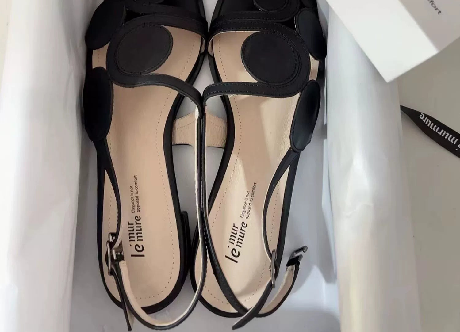 Black Circle Strap Flat Sandals