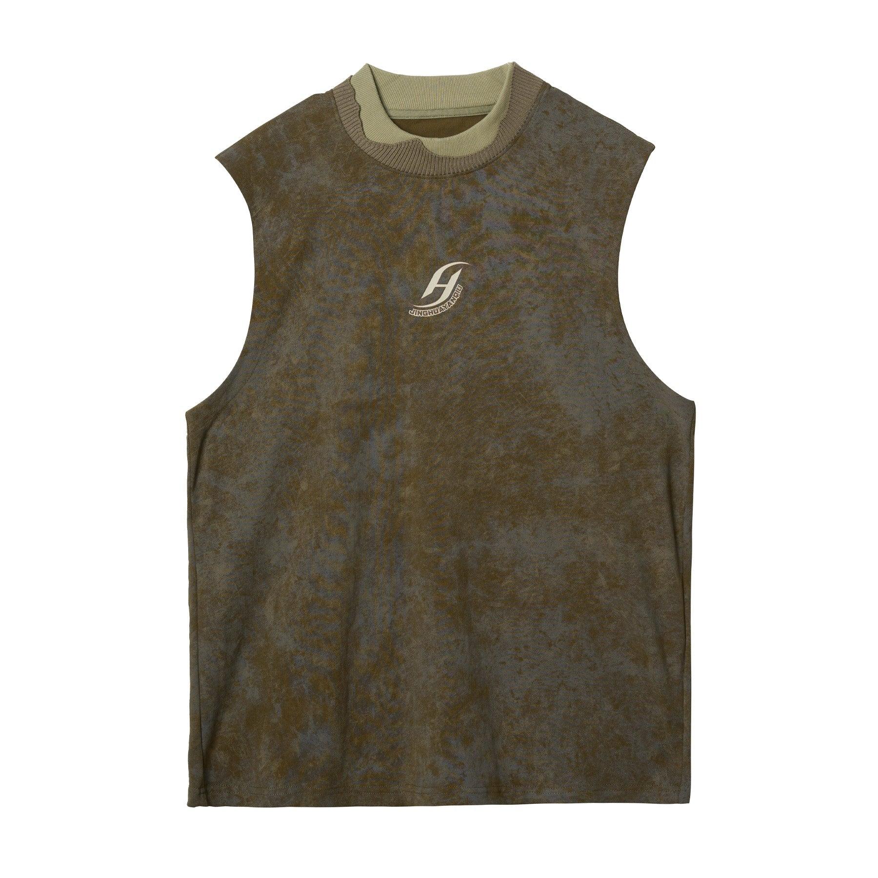 Sleeveless Tee with Camouflage Print - chiclara