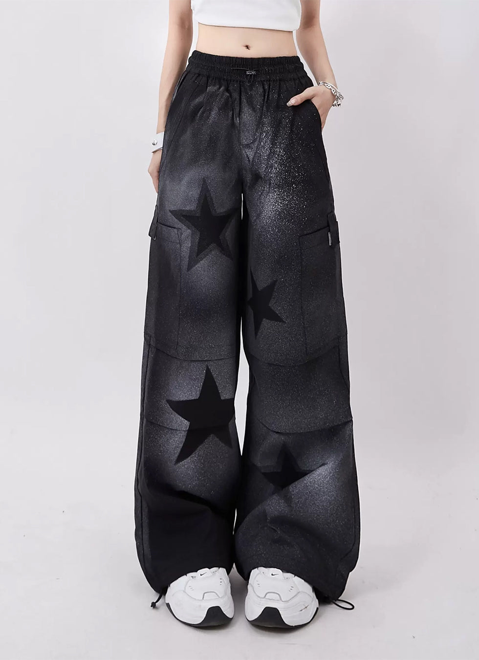 Inkjet Design Straight Wide Pants - chiclara