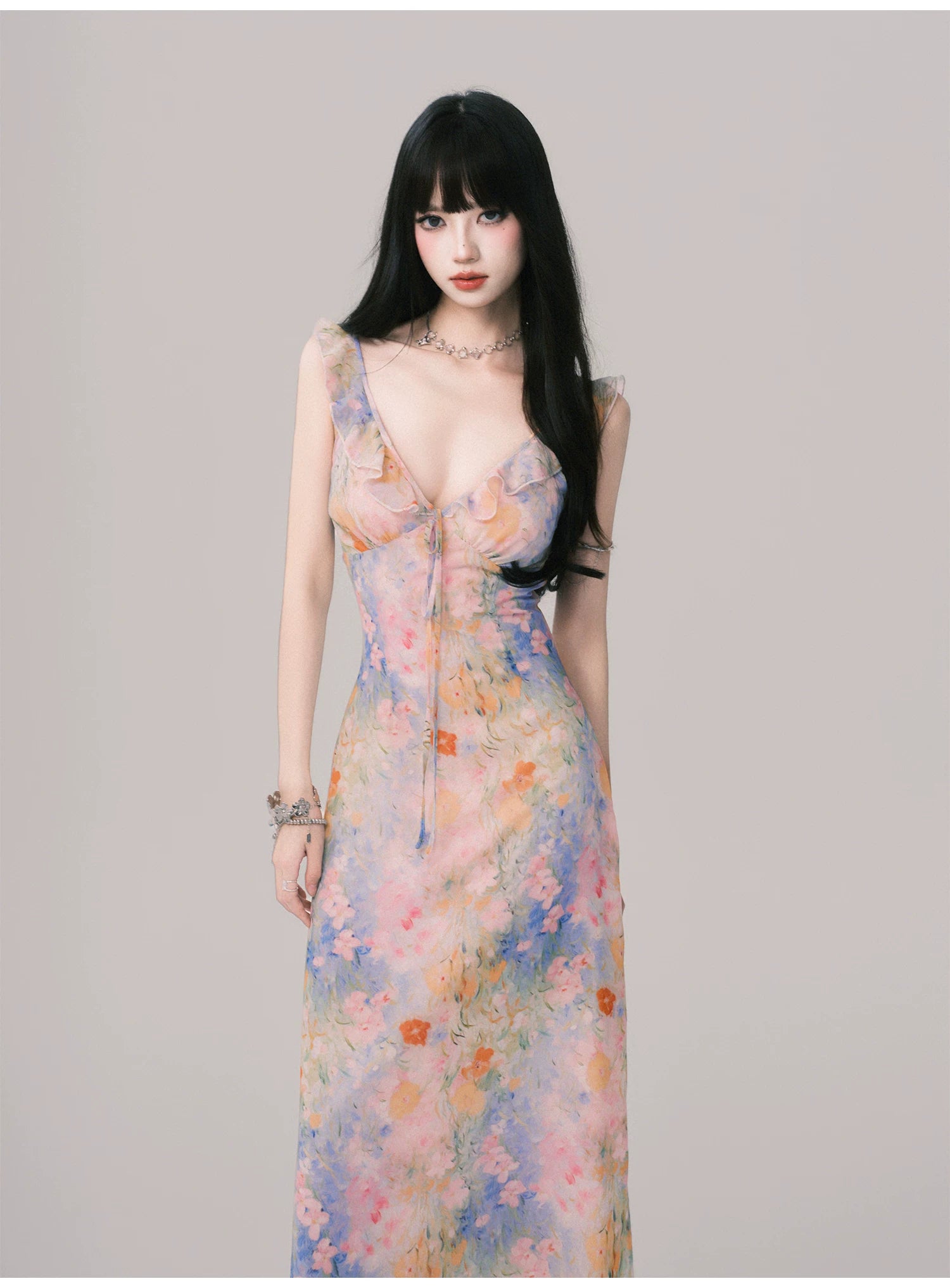 Pastel Petal Reverie Maxi Dress