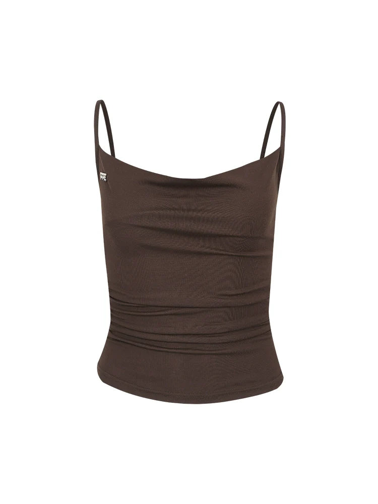 Brown Fitted Sweetheart Camisole Top