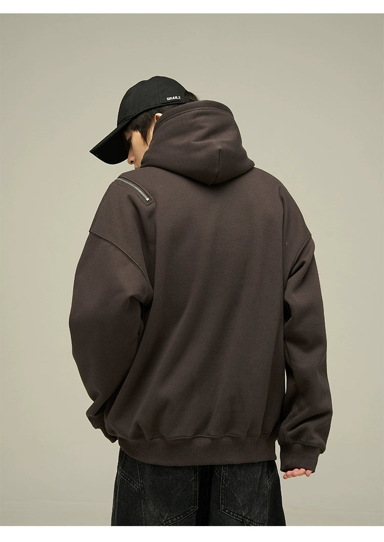 Zip Accent Graphic Hoodie