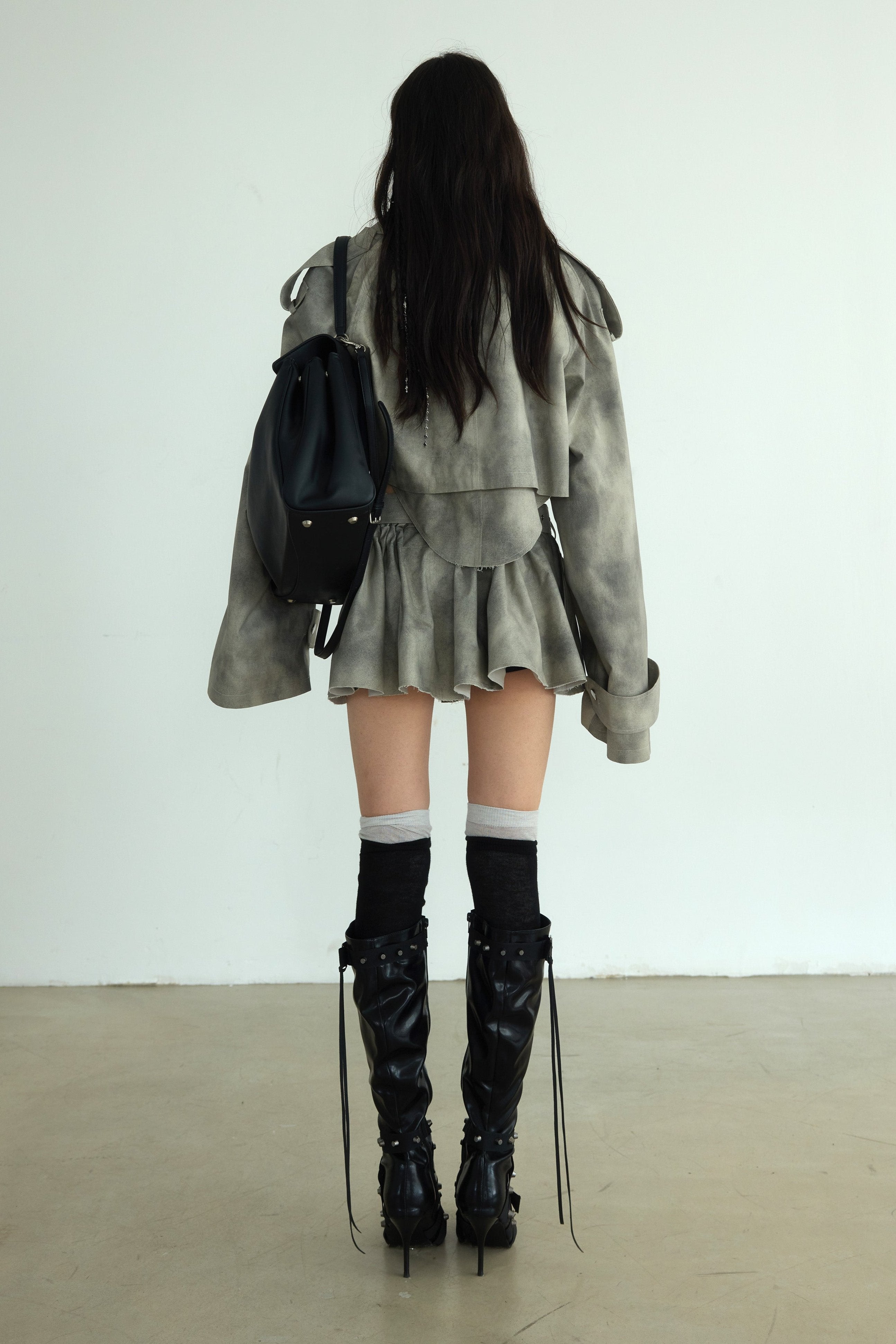 Storm Cloud Cropped Trench Jacket