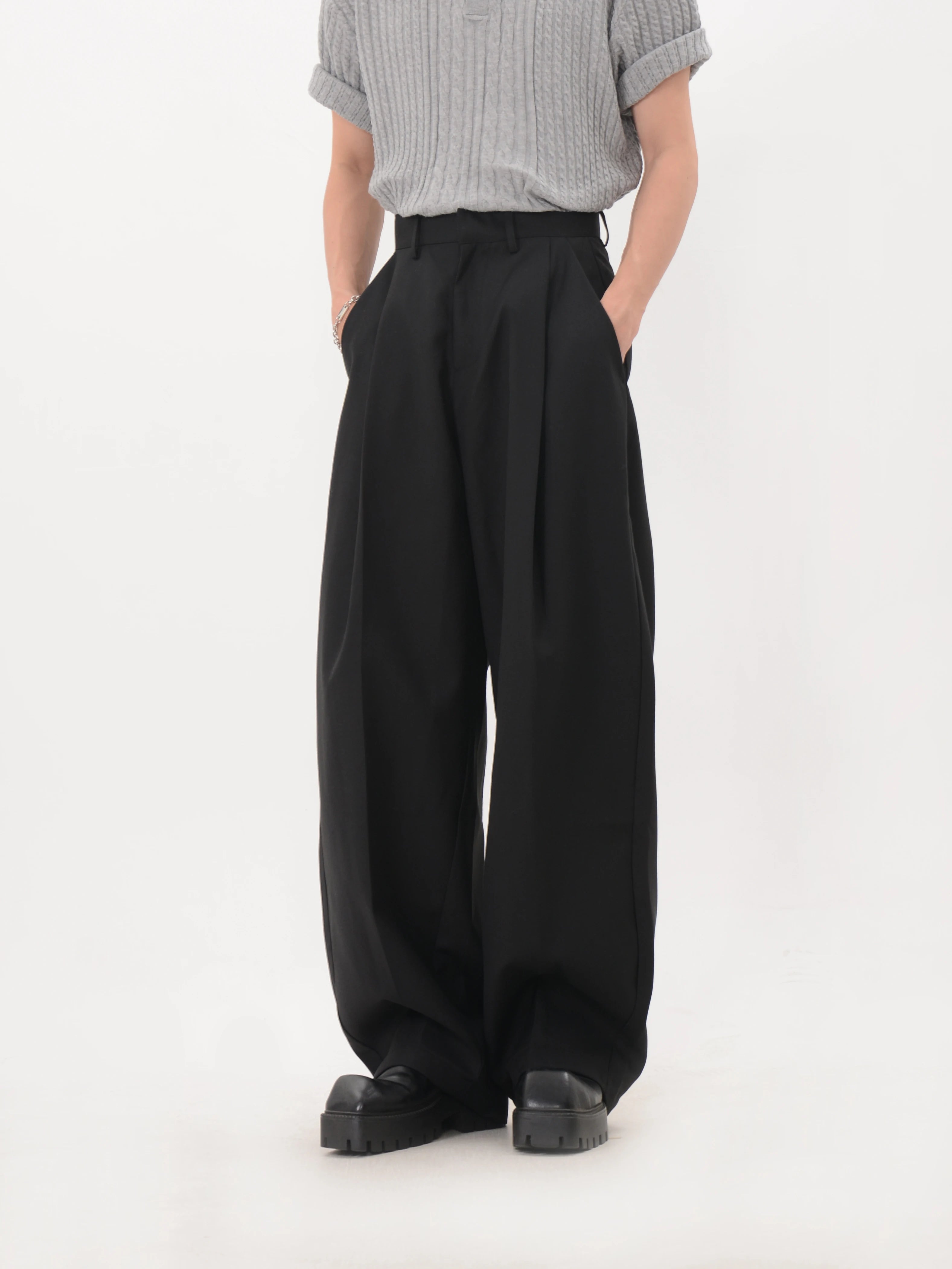 Flowy Drape Wide Trousers
