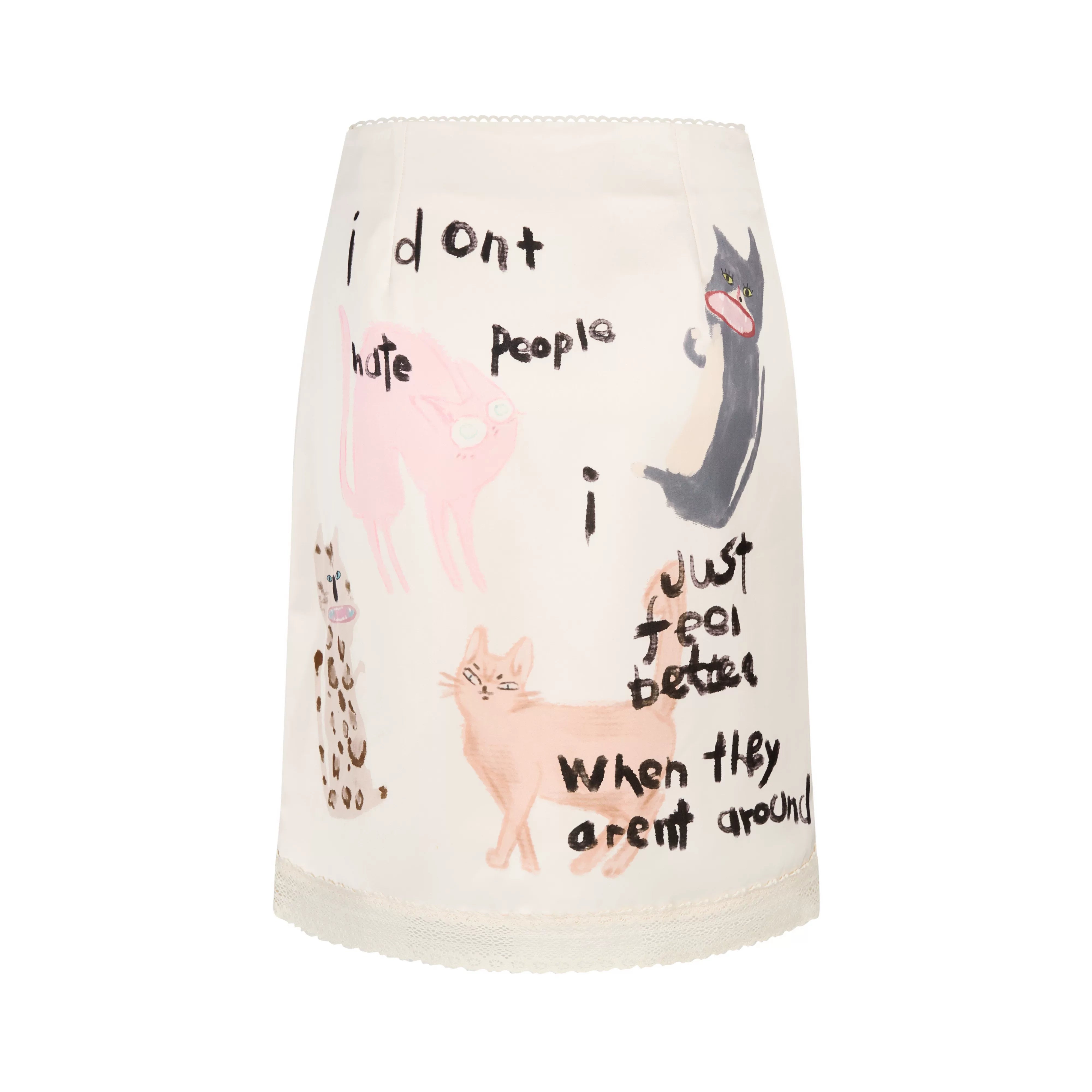 Anti‑Social Kitties Scribble Pencil Skirt