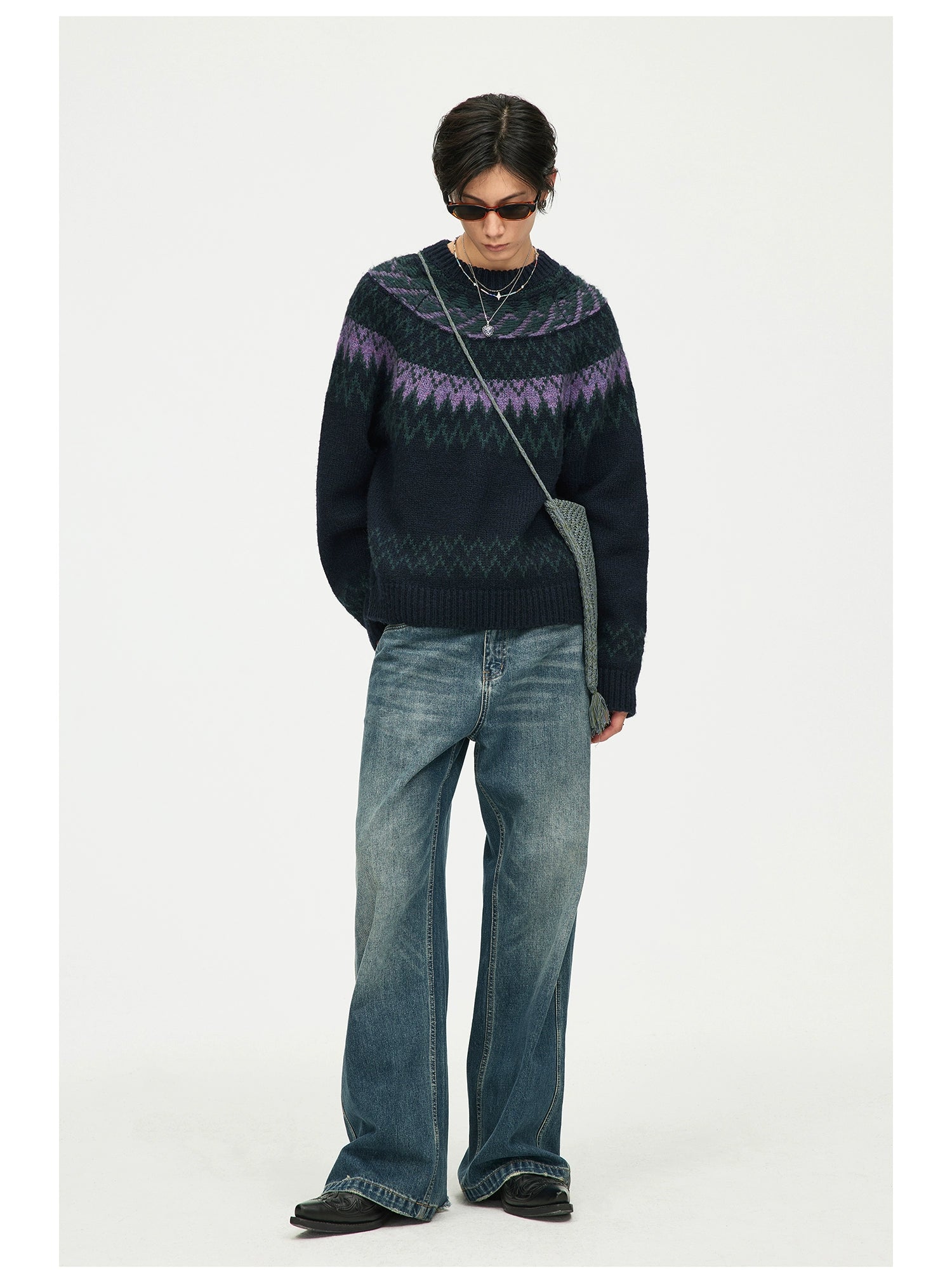 Dark Wash Wide-Leg Relaxed Jeans