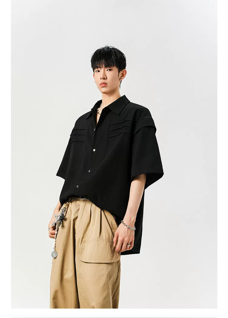Midnight Pleat Panel Box Shirt