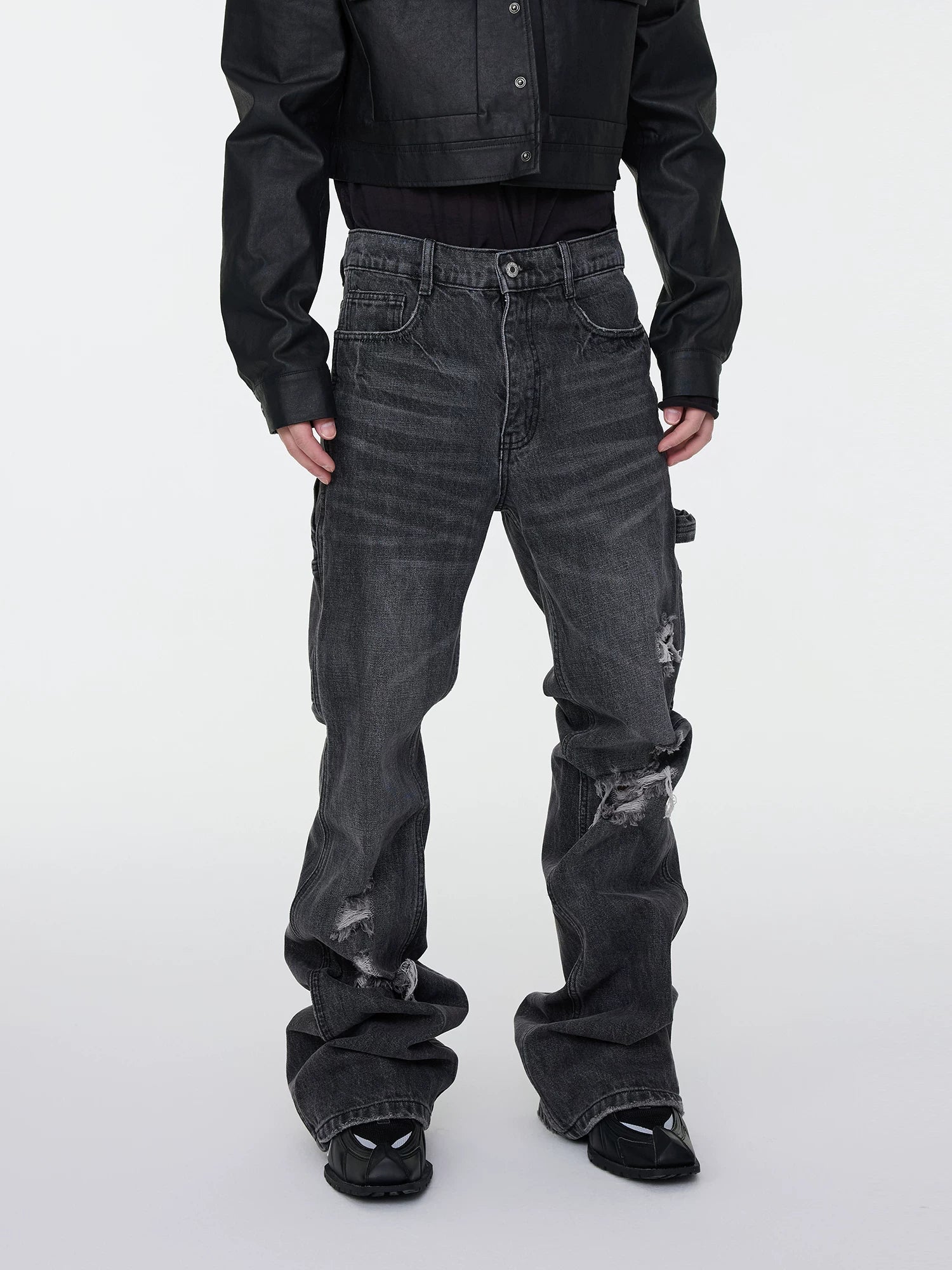 Charcoal Ruin Stacked Denim Jeans
