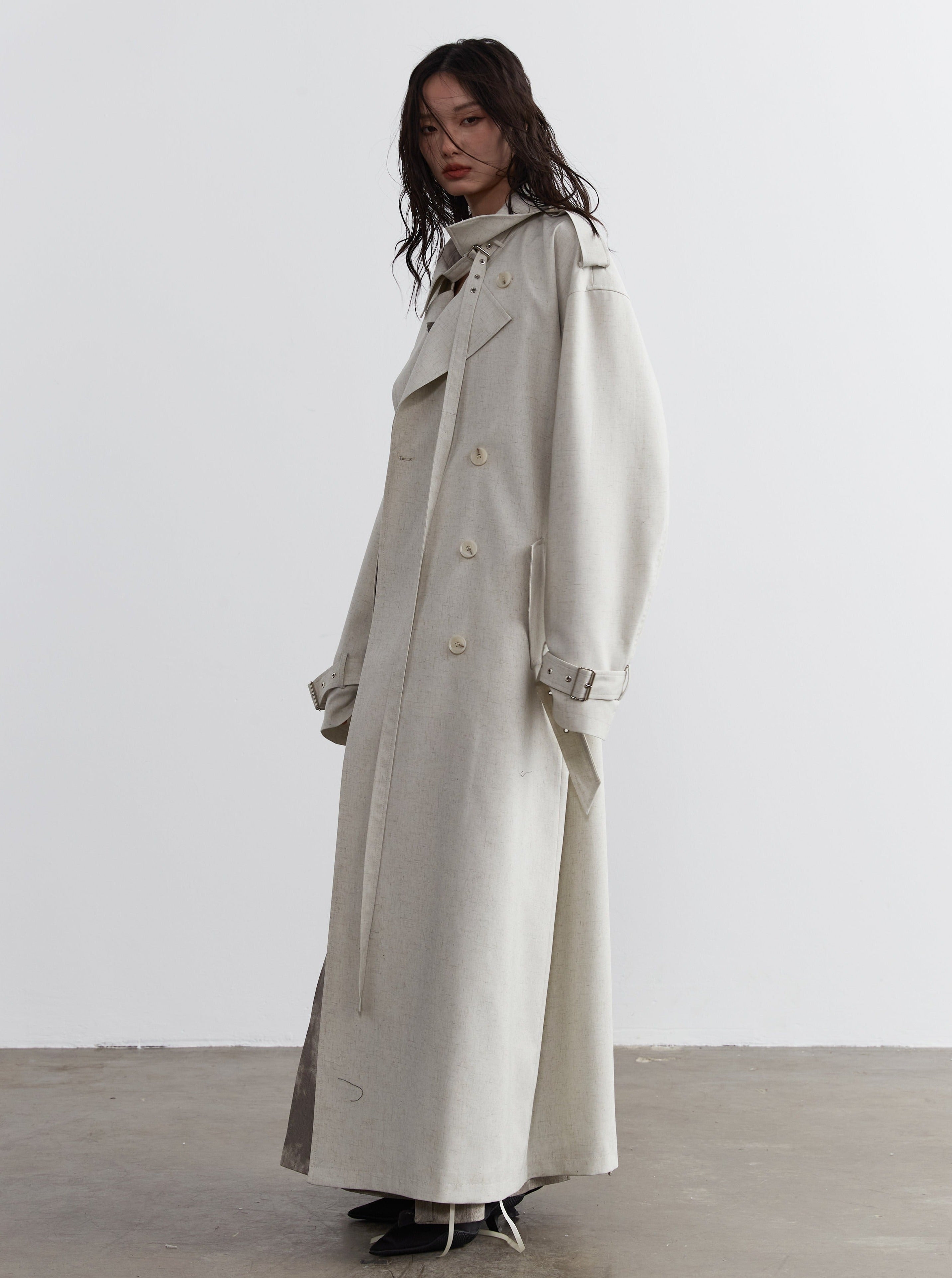 Ivory Elegance Oversized Trench Coat