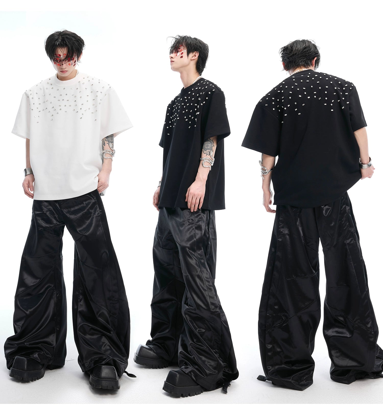 Pearl Cascade Cotton Black Tee