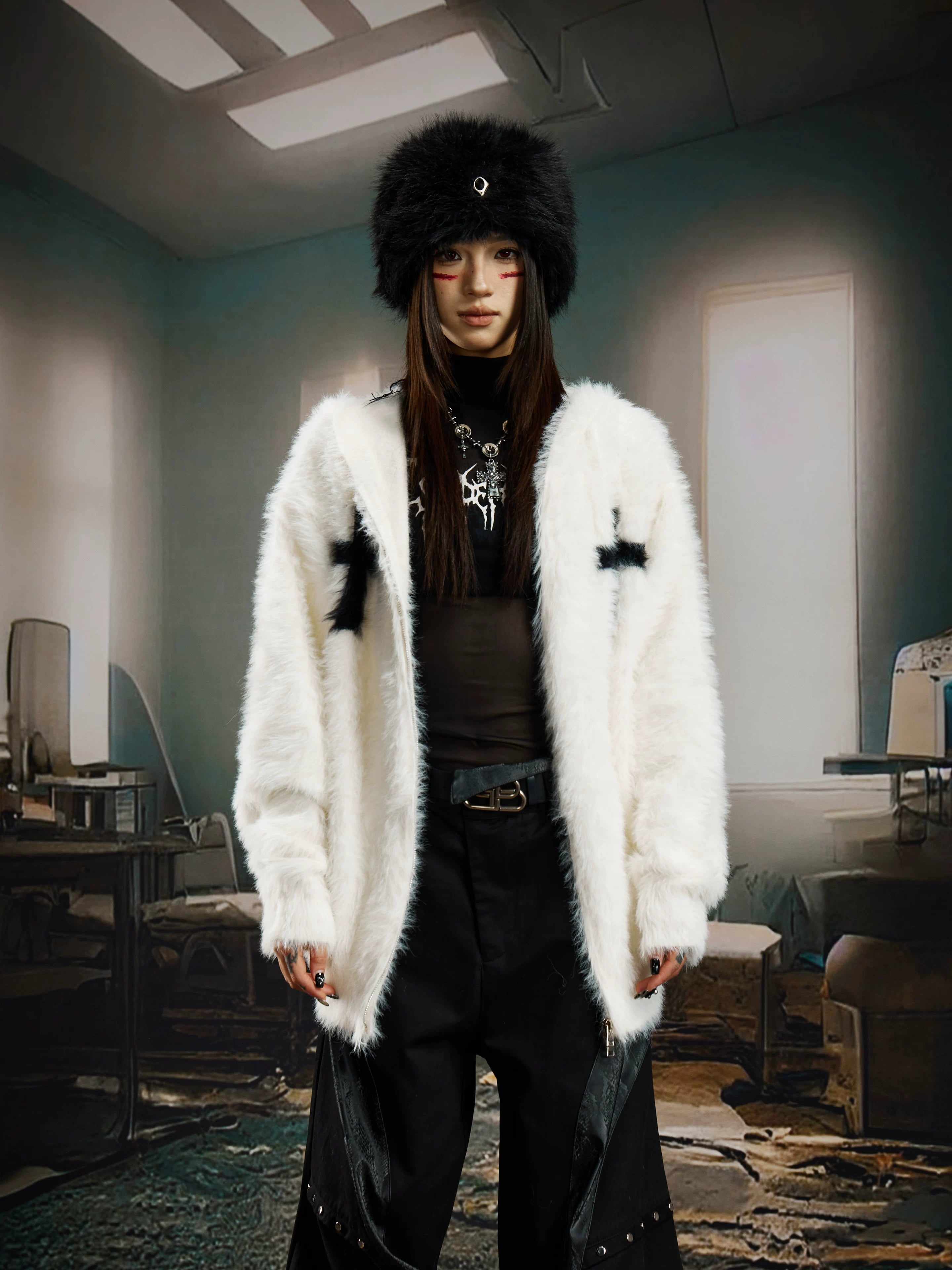 Crucifix Plush Relic Zip Hoodie