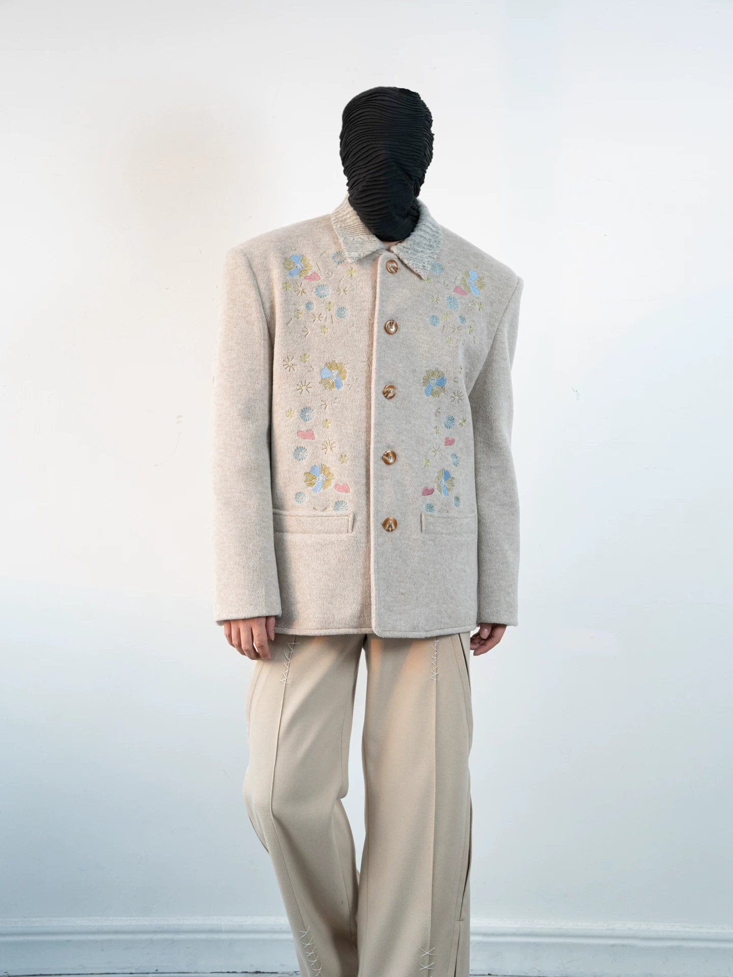 Blush Meadow Embroidered Wool Jacket