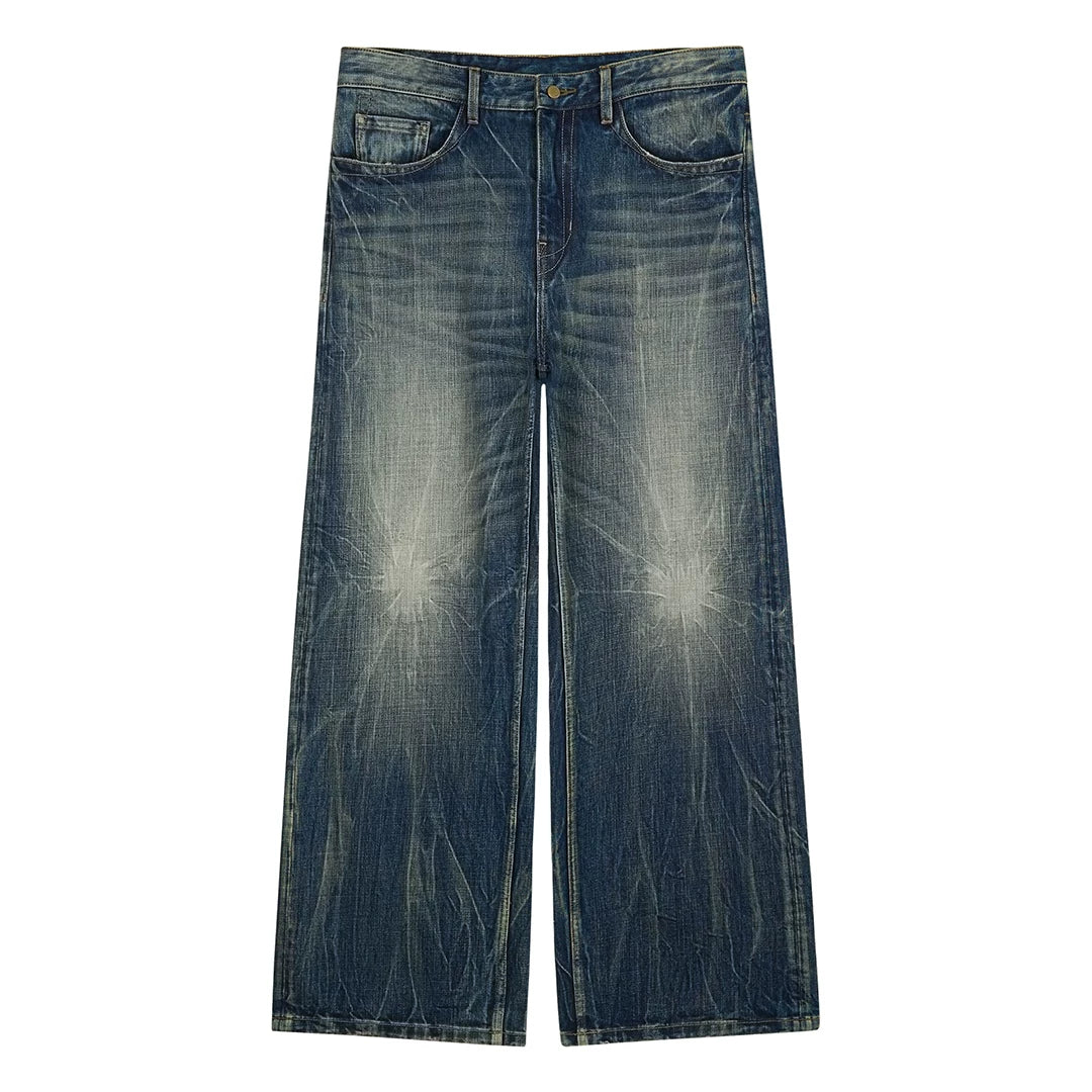 Lightning Wash Wide-Leg Jeans