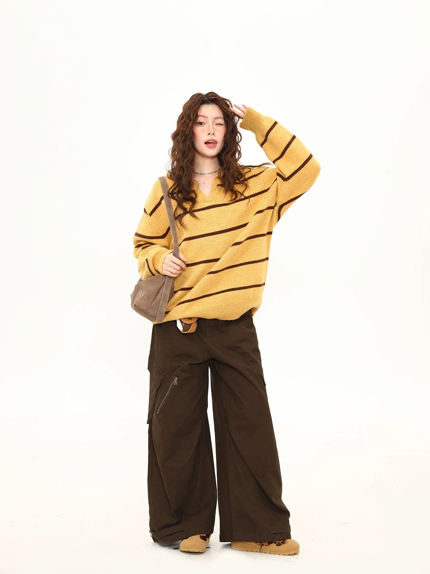 Golden Dusk Striped Knit Sweater