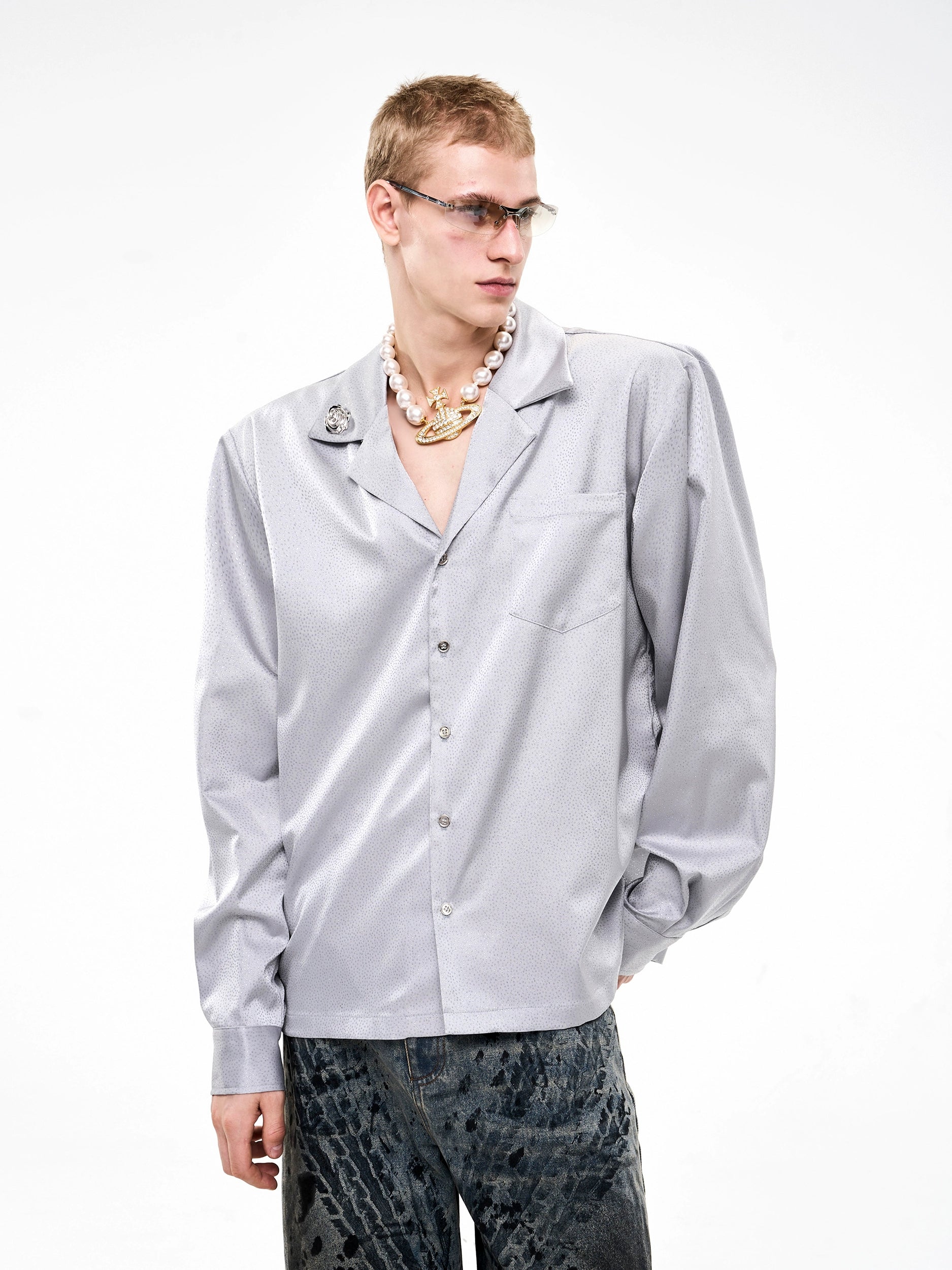 Micro-Dot Button-Up Shirt