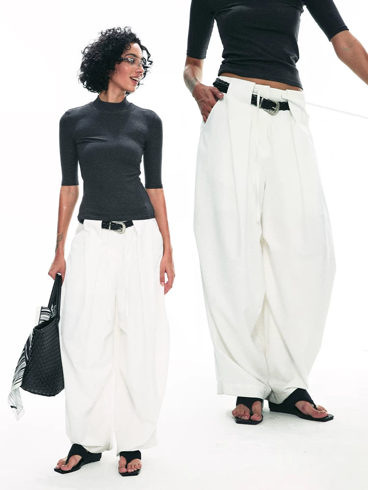 Draped Pleat Sarouel Trousers