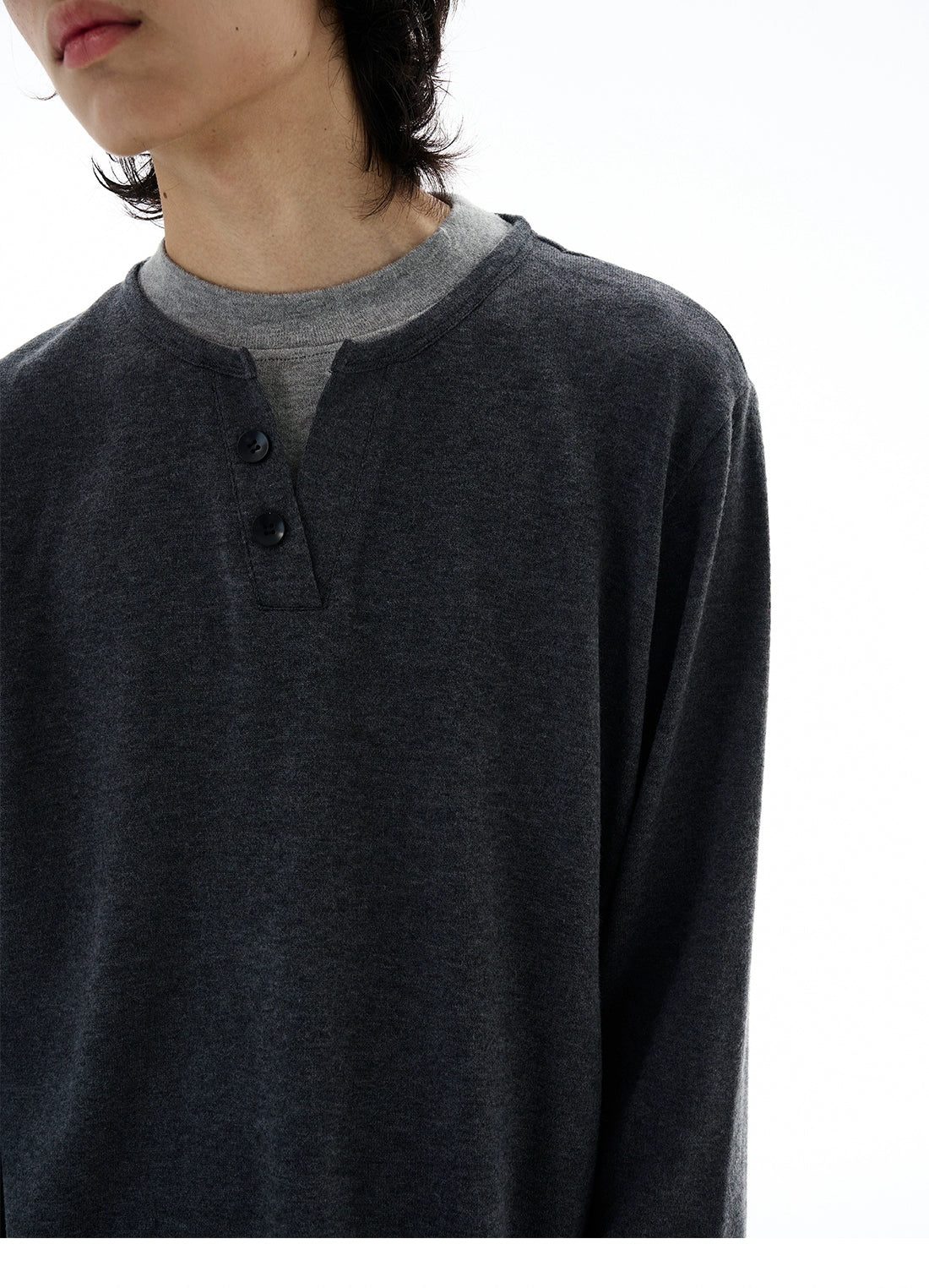 Contrast Henley Long Sleeve