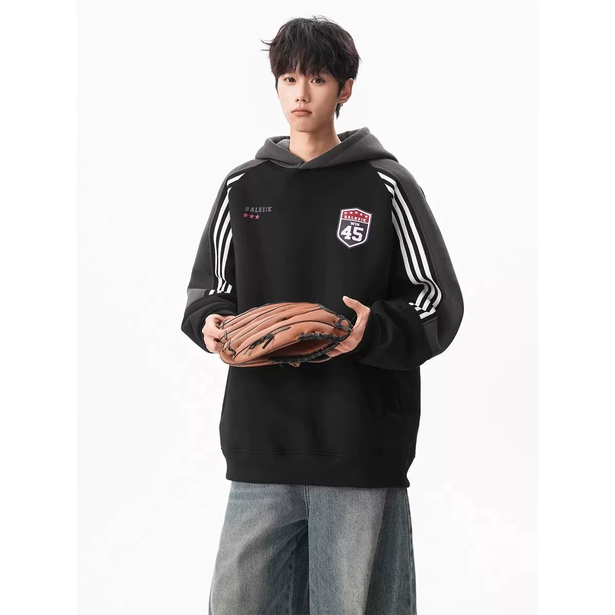 Varsity Track Stripe Zip Bomber Sweater